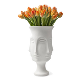 Bình hoa Composite Muse Adler Inspired điêu khắc nhiều gương mặt màu trắng