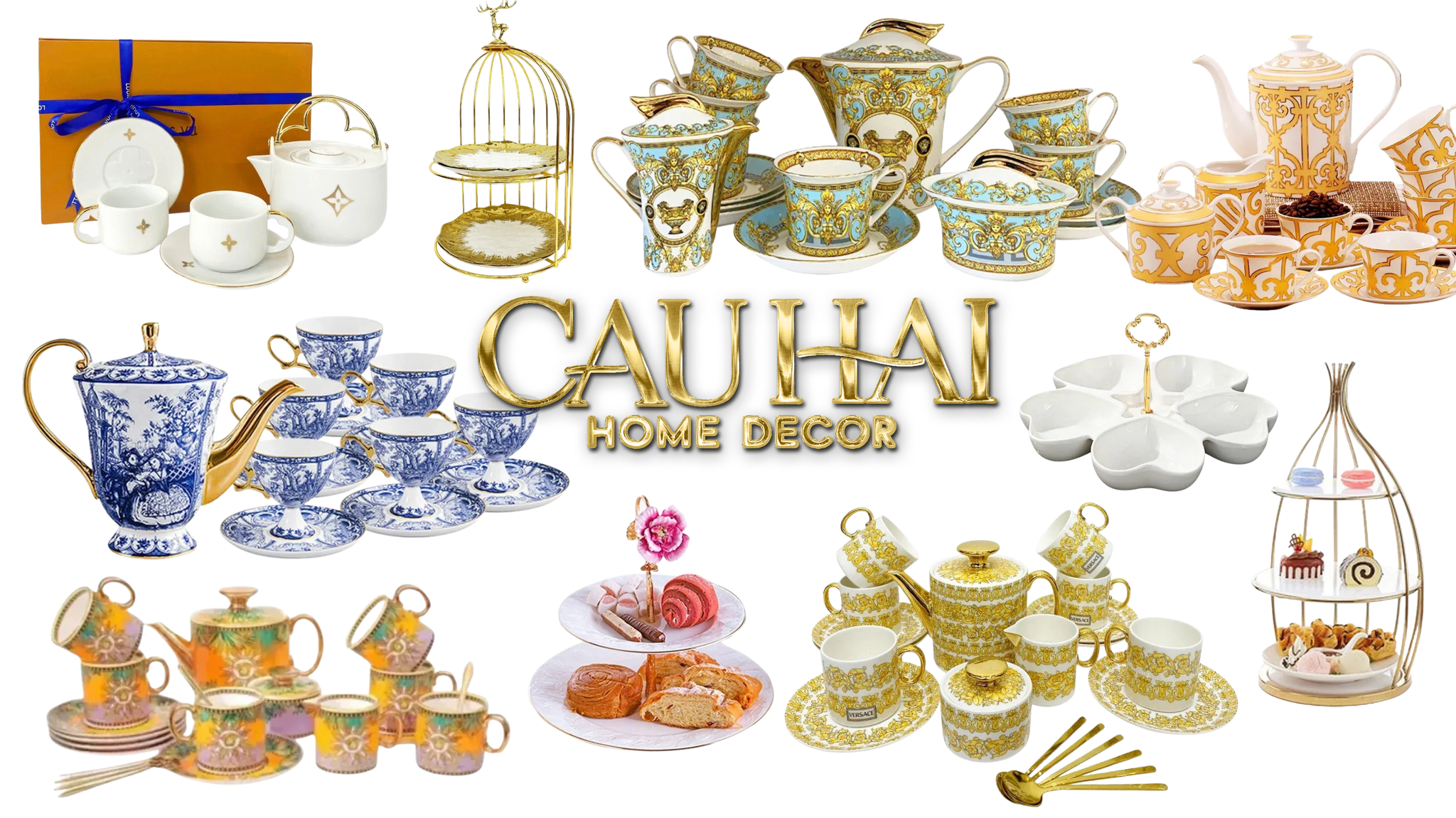 SET BÌNH TRÀ – ĐĨA BÁNH – KHAY BÁNH KẸO - CẬU HAI HOME DECOR