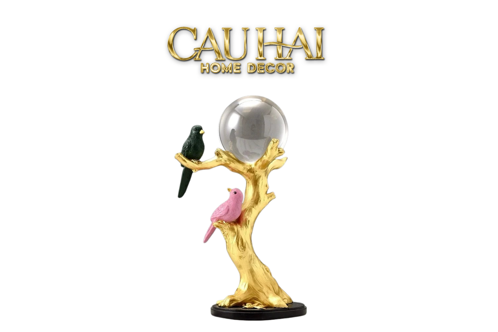 TƯỢNG NHÁNH CÂY GILDED AVIARY CRYSTAL GLOBE - CẬU HAI HOME DECOR
