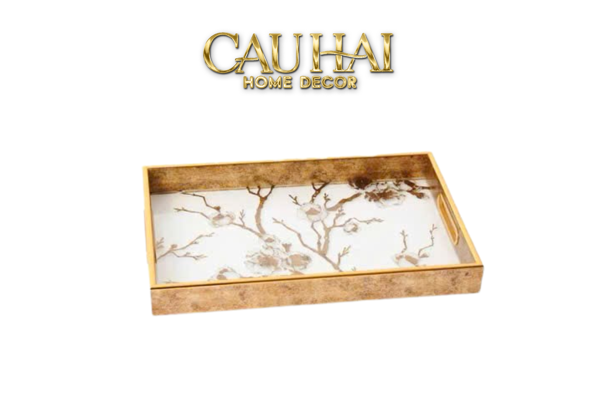 KHAY GƯƠNG RÉFLEXION CHERRY BLOSSOM RUSTIC TRAY 22x35 - CẬU HAI HOME DECOR