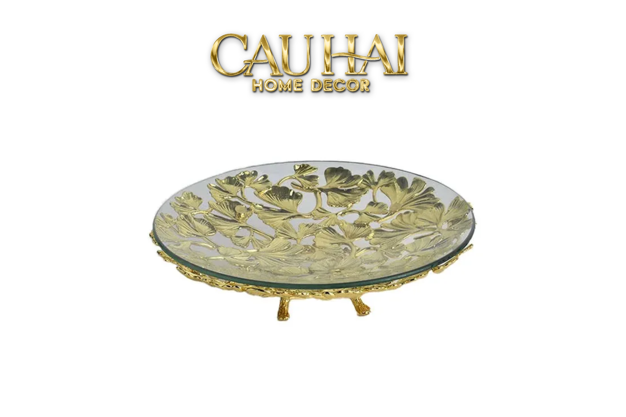 HOME COUTURE - ĐĨA LÁ NGÂN HẠNH BRASSON LEGACY GINKGO DISK D32 - CẬU HAI HOME DECOR