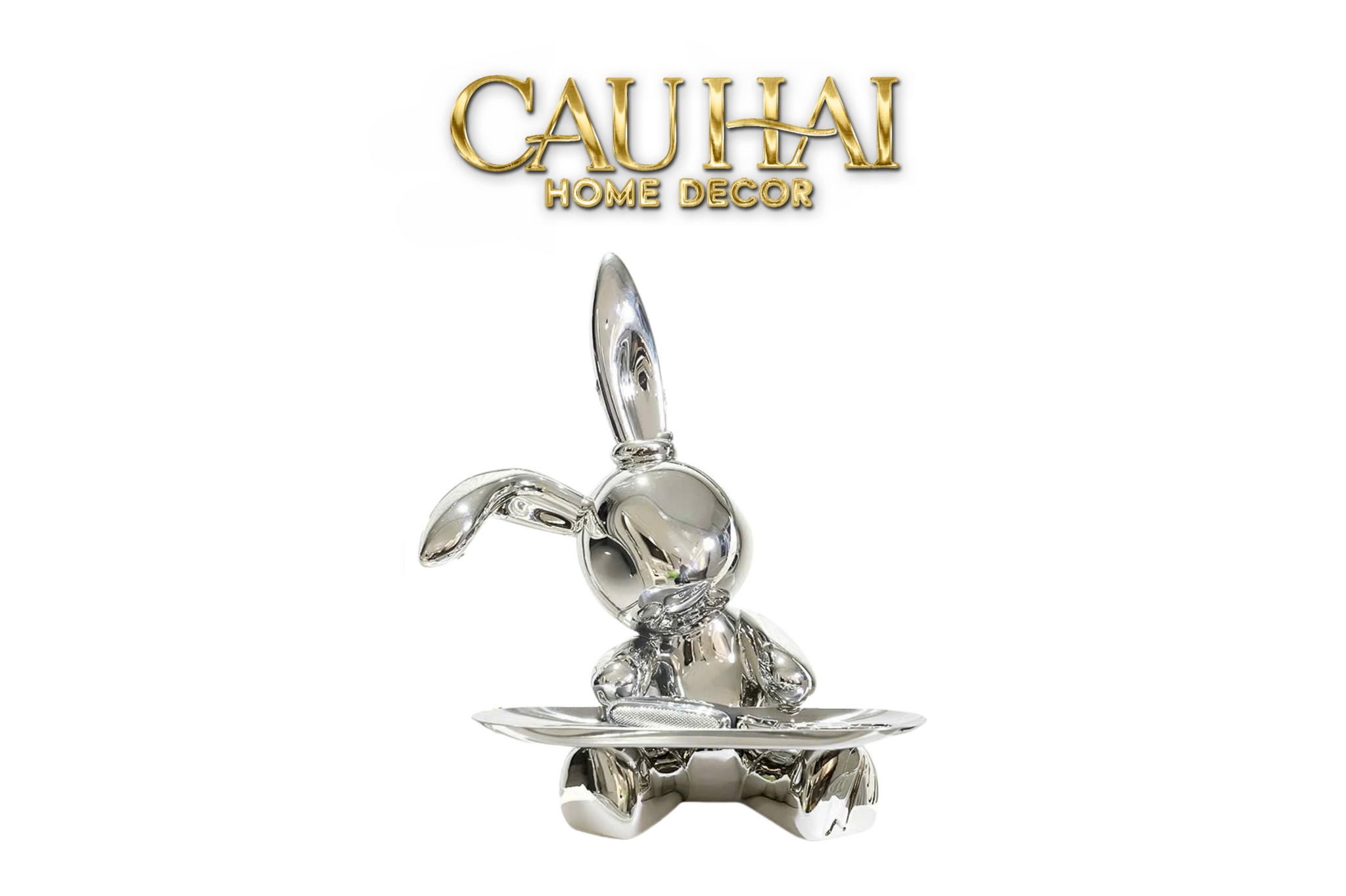 ELYSIAN FW25 - TƯỢNG THỎ FIGURINE PLATINUM LAPIN MINIMALISME CHIC-CẬU HAI HOME DECOR