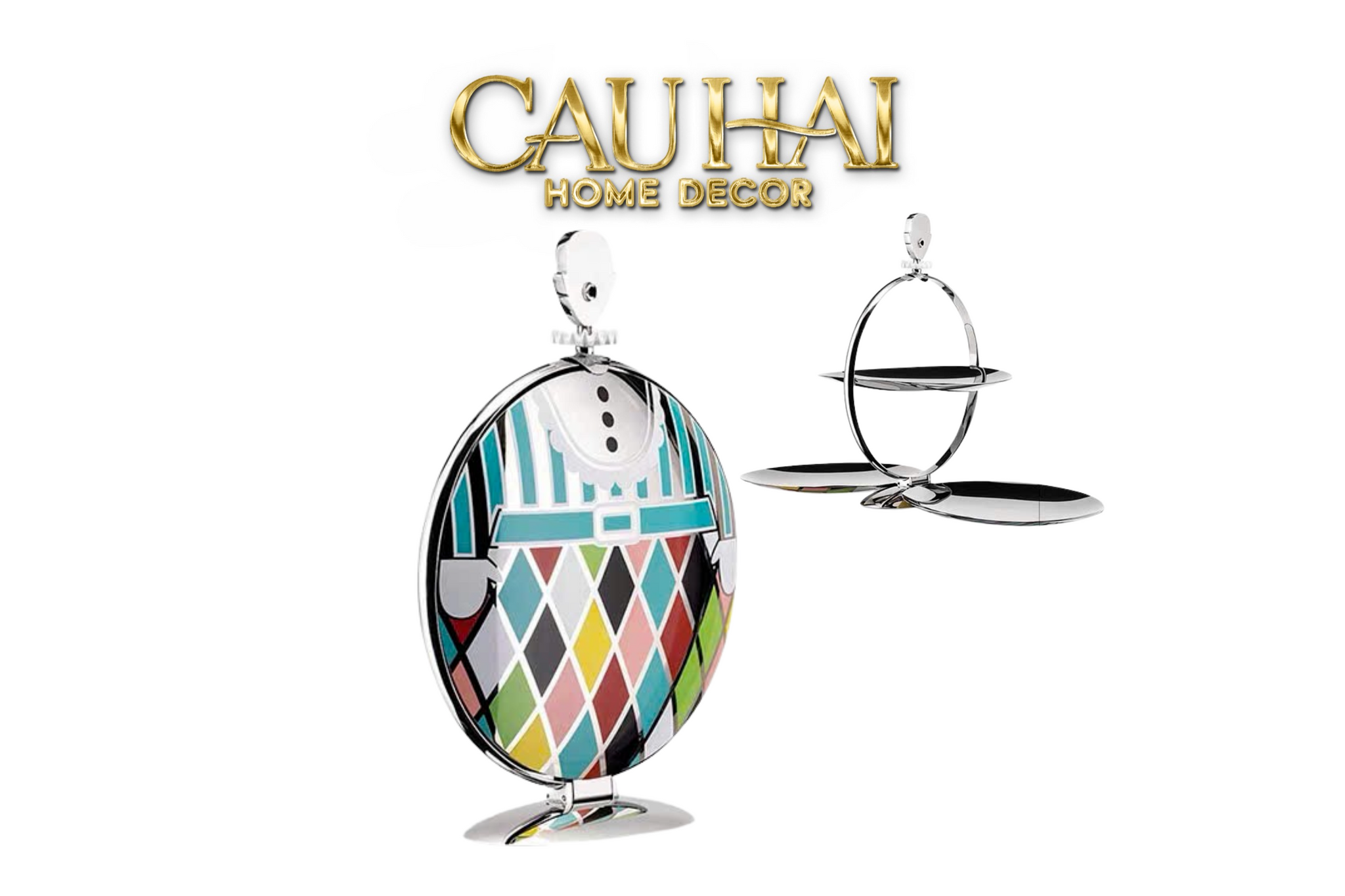 HOME COUTURE - KHAY FRUIT & DESSERT ATELIER HARLEQUIN LMT – CRYSTAL STEEL TRAY - CẬU HAI HOME DECOR