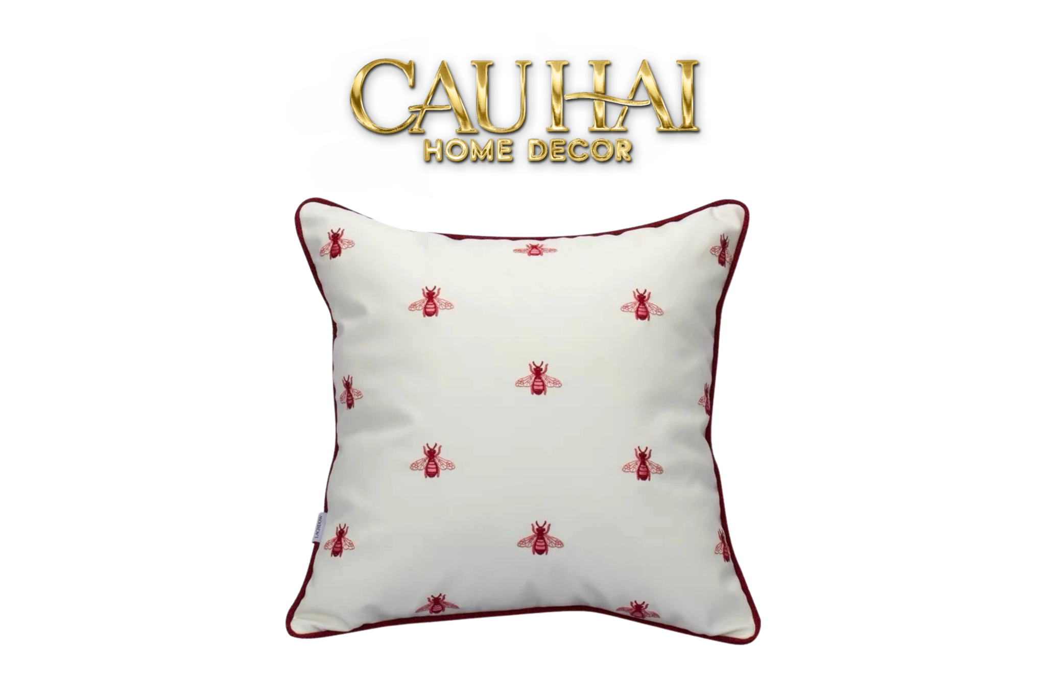 HOME COUTURE - VỎ GỐI DA FUCHSIA SPARKLE BEE L’ABEILLE 45 - CẬU HAI HOME DECOR