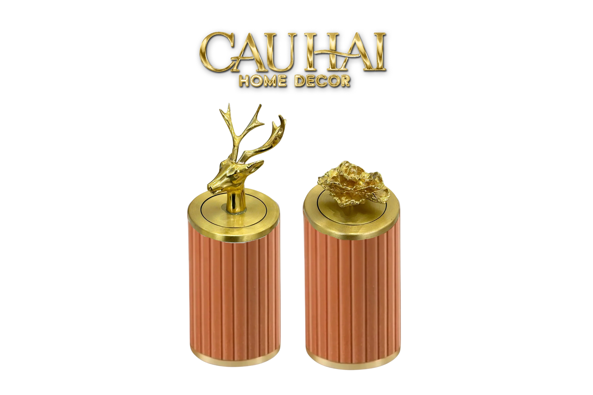 LỌ TĂM DA LUXE LEATHER - COGNAC - CẬU HAI HOME DECOR