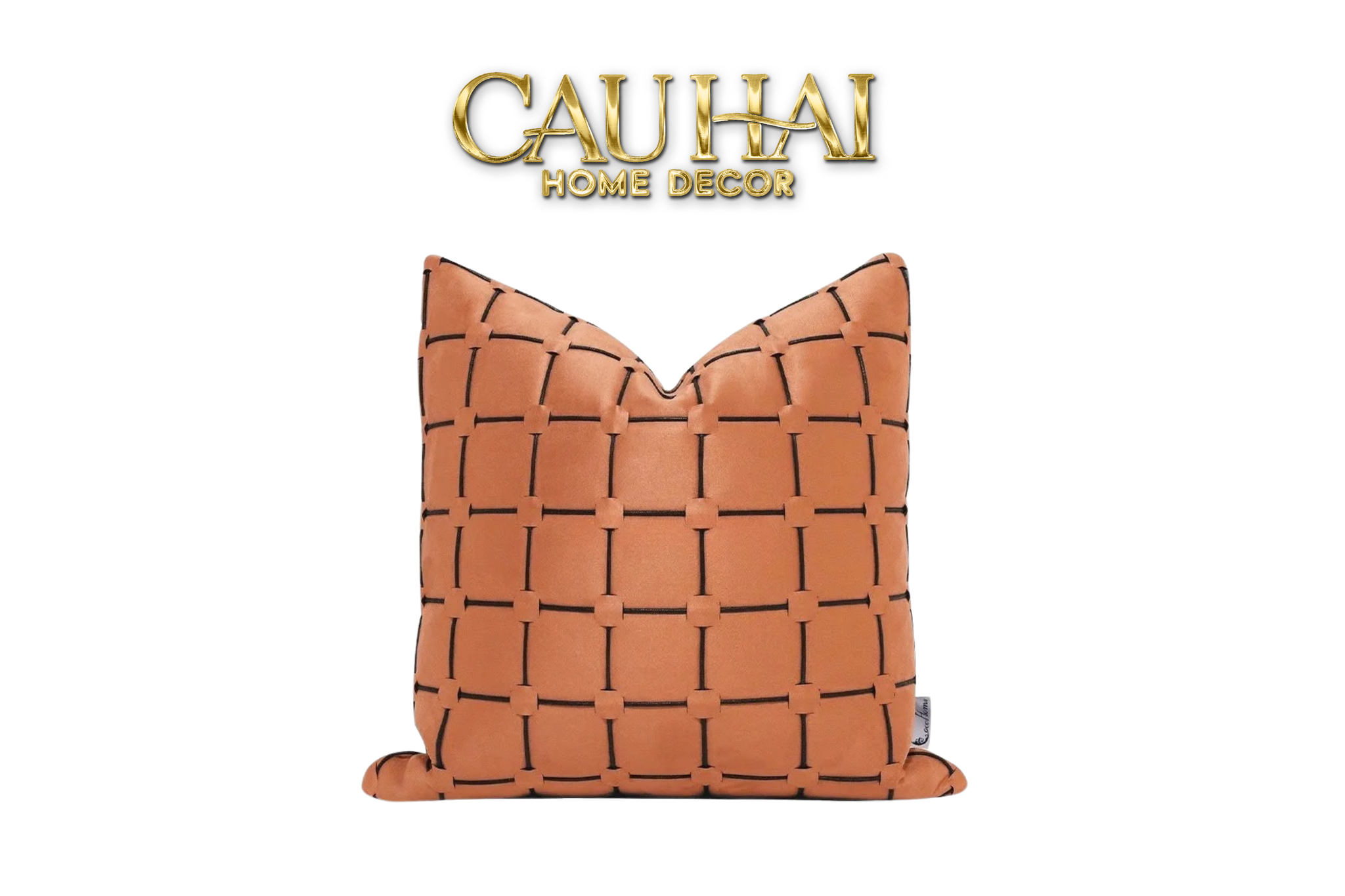 VỎ GỐI NHUNG LUX LEATHER CROSSLINE TERRA 45 - CẬU HAI HOME DECOR
