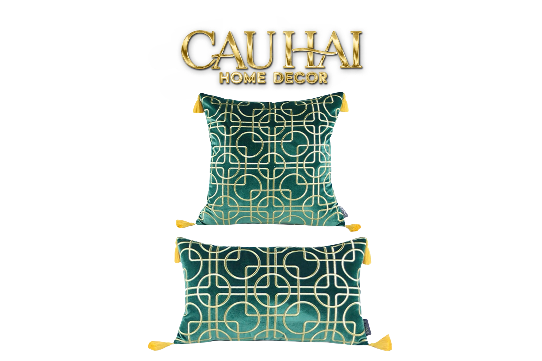 SET 2 GỐI NHUNG EMERALD LUMINA GRID 45X45/30X50 - CẬU HAI HOME DECOR