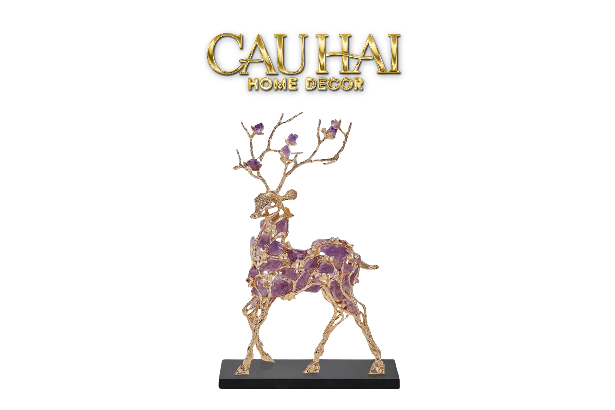 HOME COUTURE - TƯỢNG HƯƠU SỪNG ĐÁ QUÝ SENTINEL PRIME JEWELRY ELK - H44 - CẬU HAI HOME DECOR