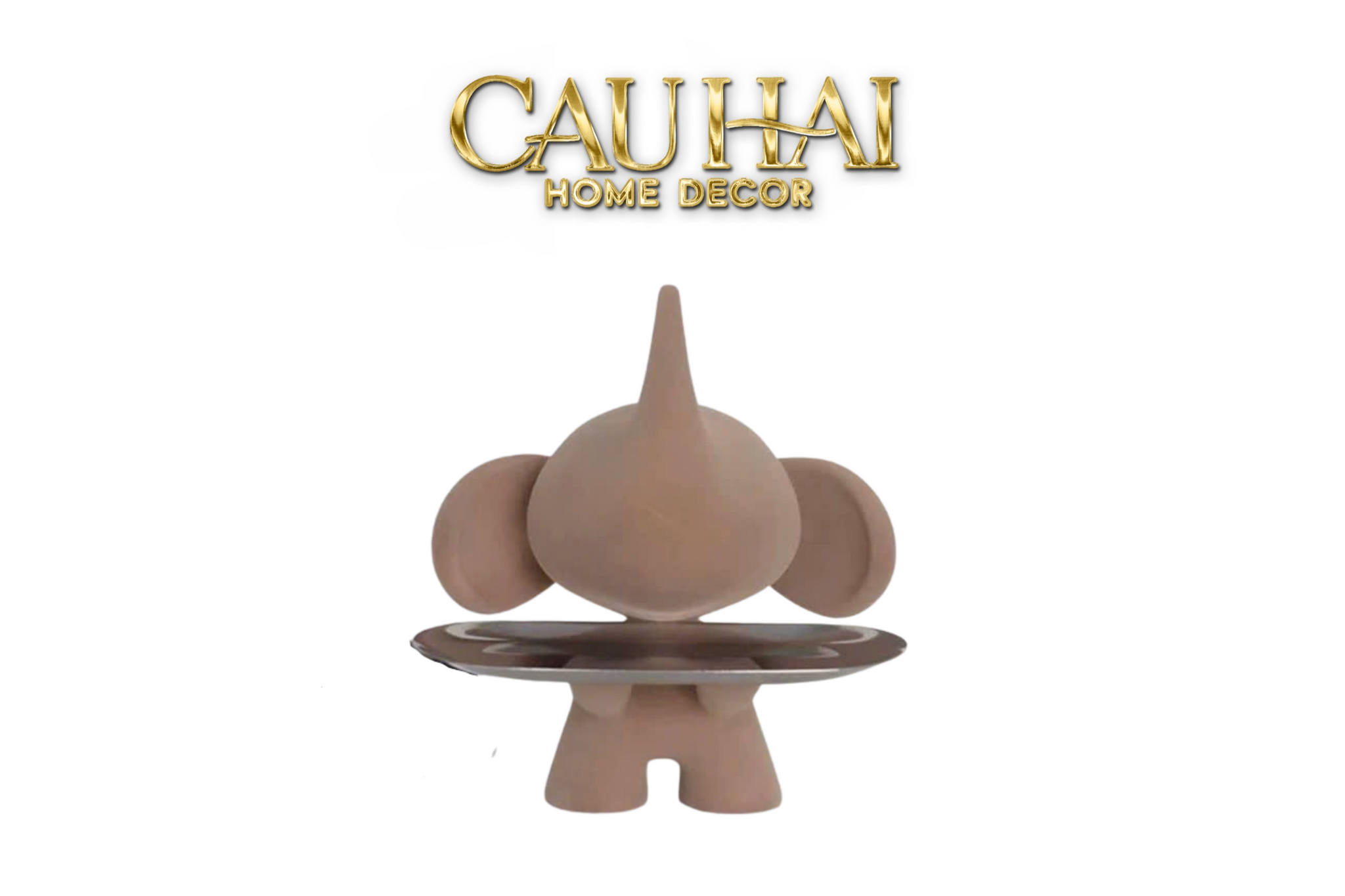 TƯỢNG VOI FIGURINE BEIGE VELVET TOFFEE - NOVA ELEPHAS H27-CẬU HAI HOME DECOR