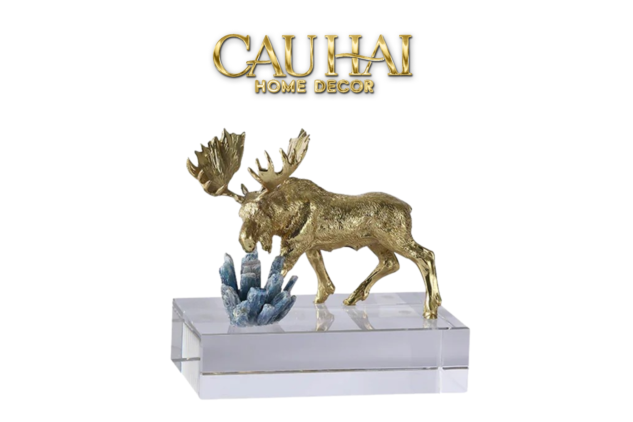 HOME COUTURE - TƯỢNG TUẦN LỘC GOLDEN MOOSE CERF DU NORD GLACIER - CẬU HAI HOME DECOR