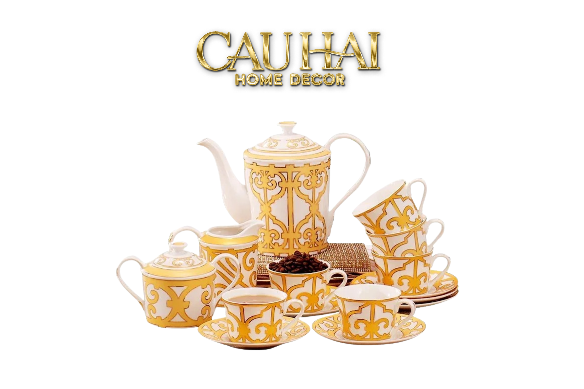 HOME COUTURE - SET BÌNH TRÀ SOLEIL ÉCLAT PRIVÉ 21PCS - LEATHER BOX - CẬU HAI HOME DECOR