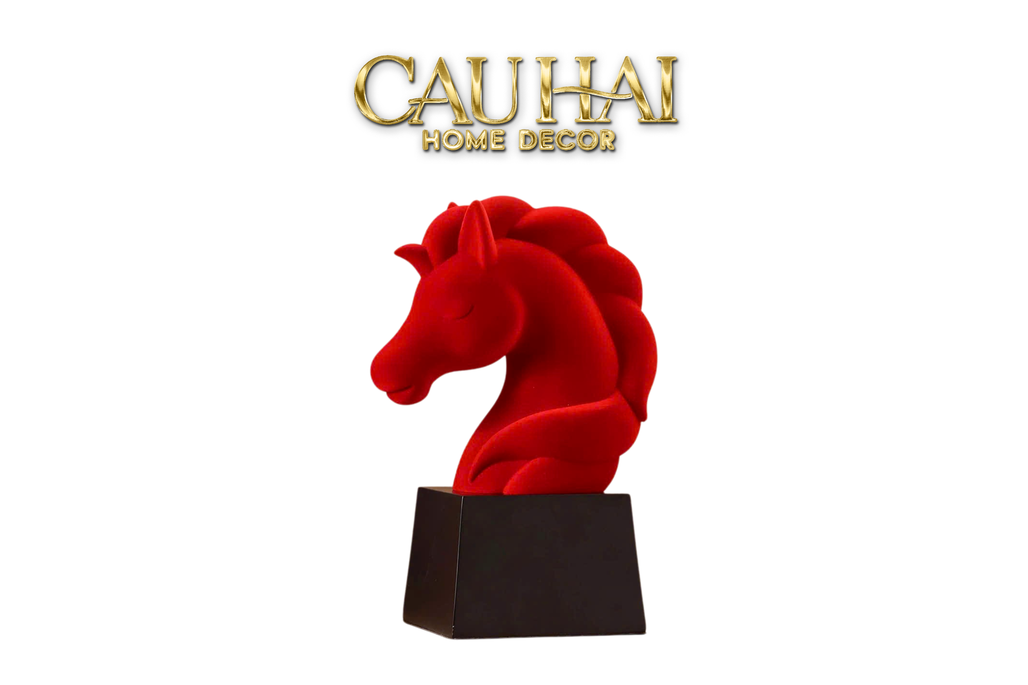 FÊTES VELOUR COUTURE - TƯỢNG NGỰA TÊTE DE CHEVAL ROUGE VELOUR ARMOUR - CẬU HAI HOME DECOR