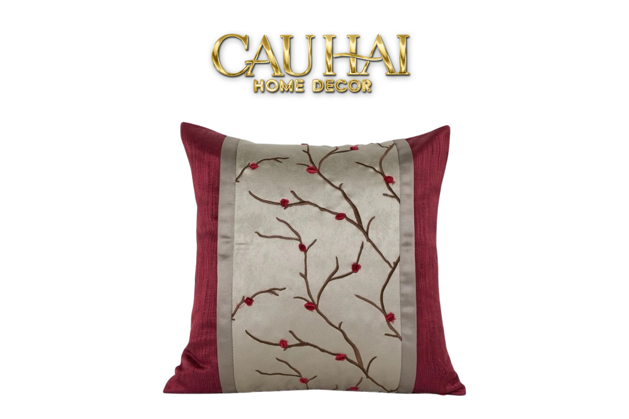 VỎ GỐI LỤA FLEURS DE SOIE CRAMOISIES 45 - CẬU HAI HOME DECOR