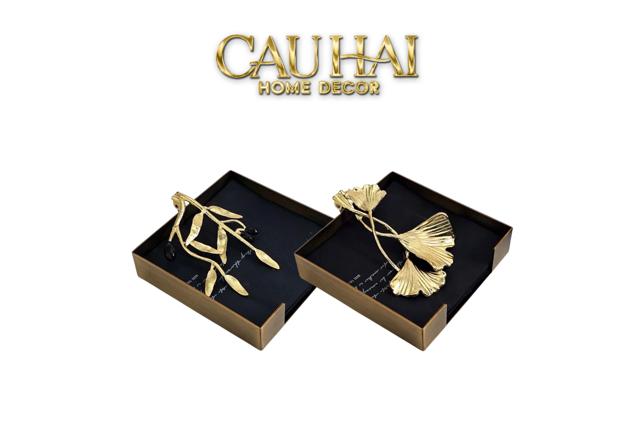 HOME COUTURE - KHAY GIẤY BRASSON MISTLETOE TISSUE TRAY - CẬU HAI HOME DECOR