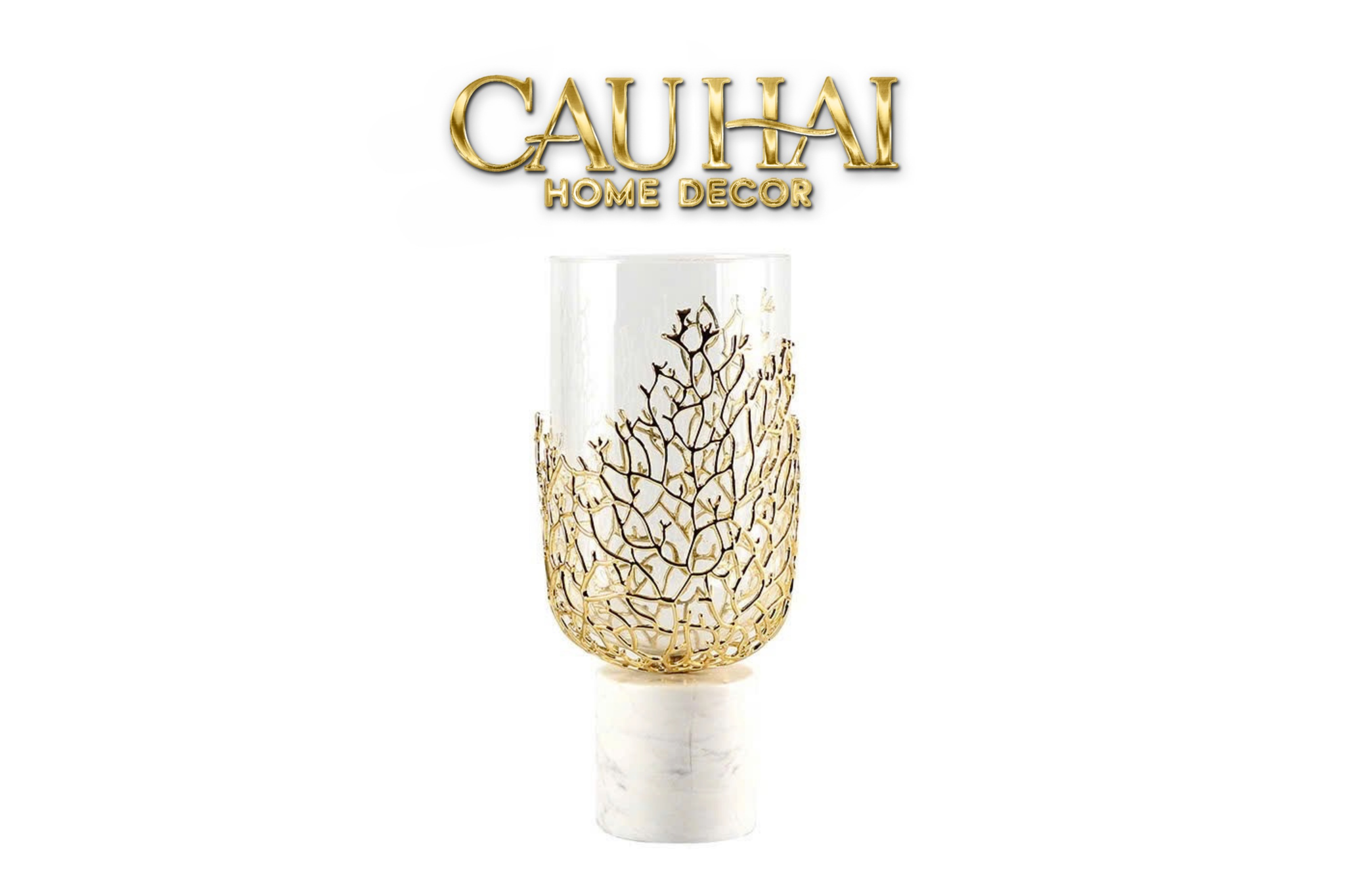 HOME COUTURE - BÌNH HOA GOBLET MARBLE CORAL H35 - CẬU HAI HOME DECOR