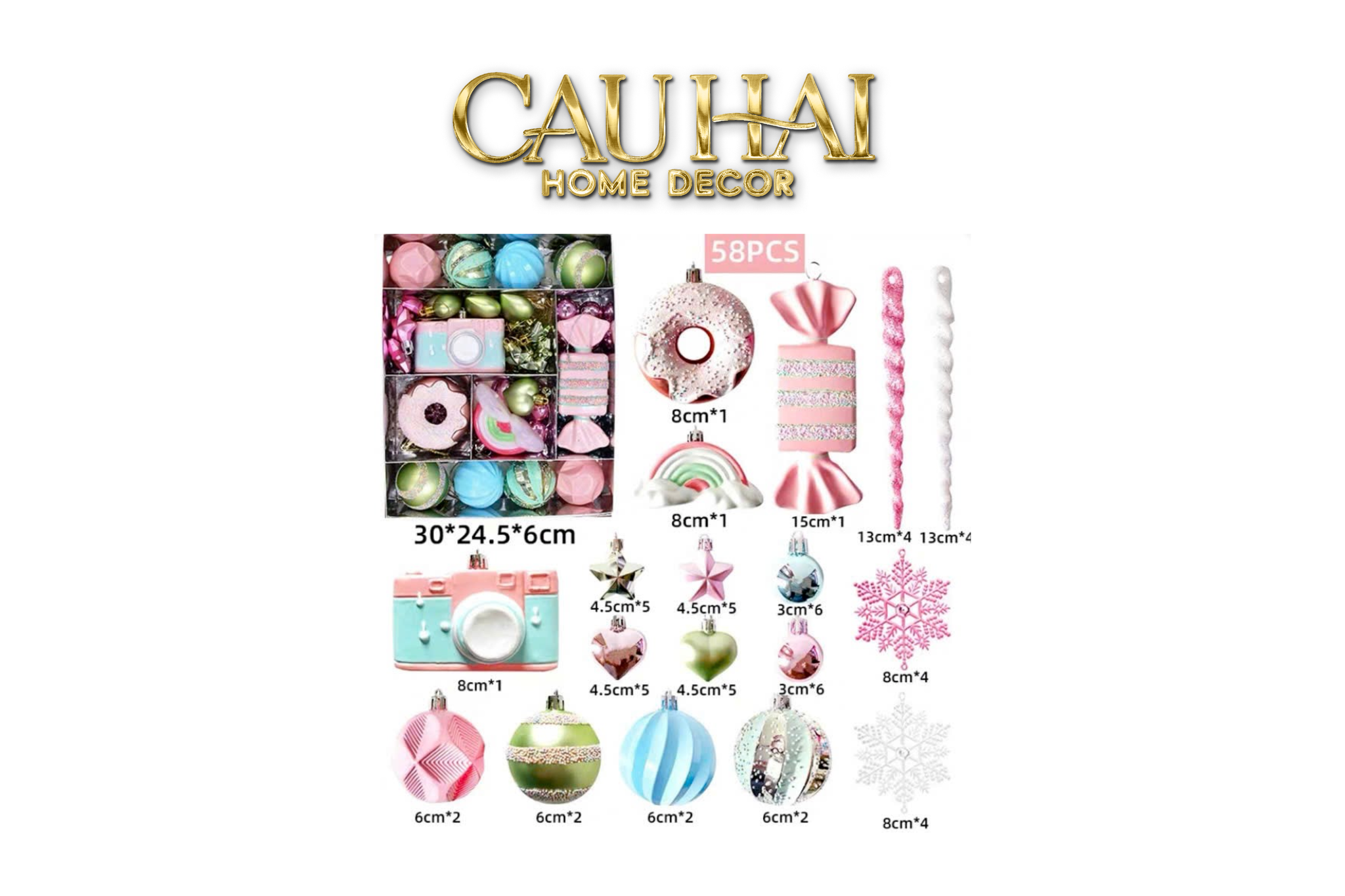 FÊTES COUTURE - SET TRANG TRÍ CÂY THÔNG CANDY PASTEL ORNAMENTS - CẬU HAI HOME DECOR