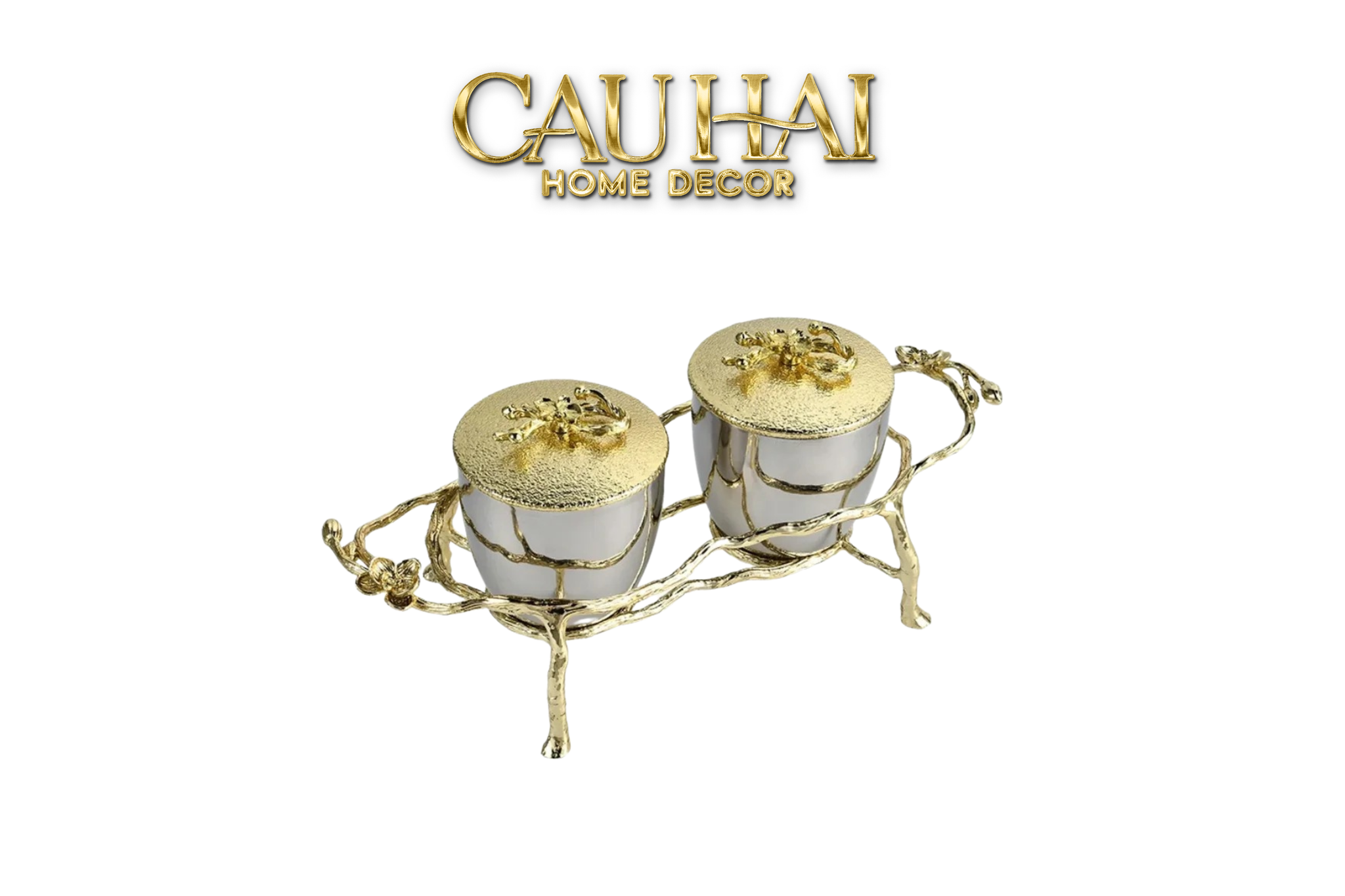 HOME COUTURE - BRASSON PLATINUM JAR.- LES FLEURS D'Or - CẬU HAI HOME DECOR