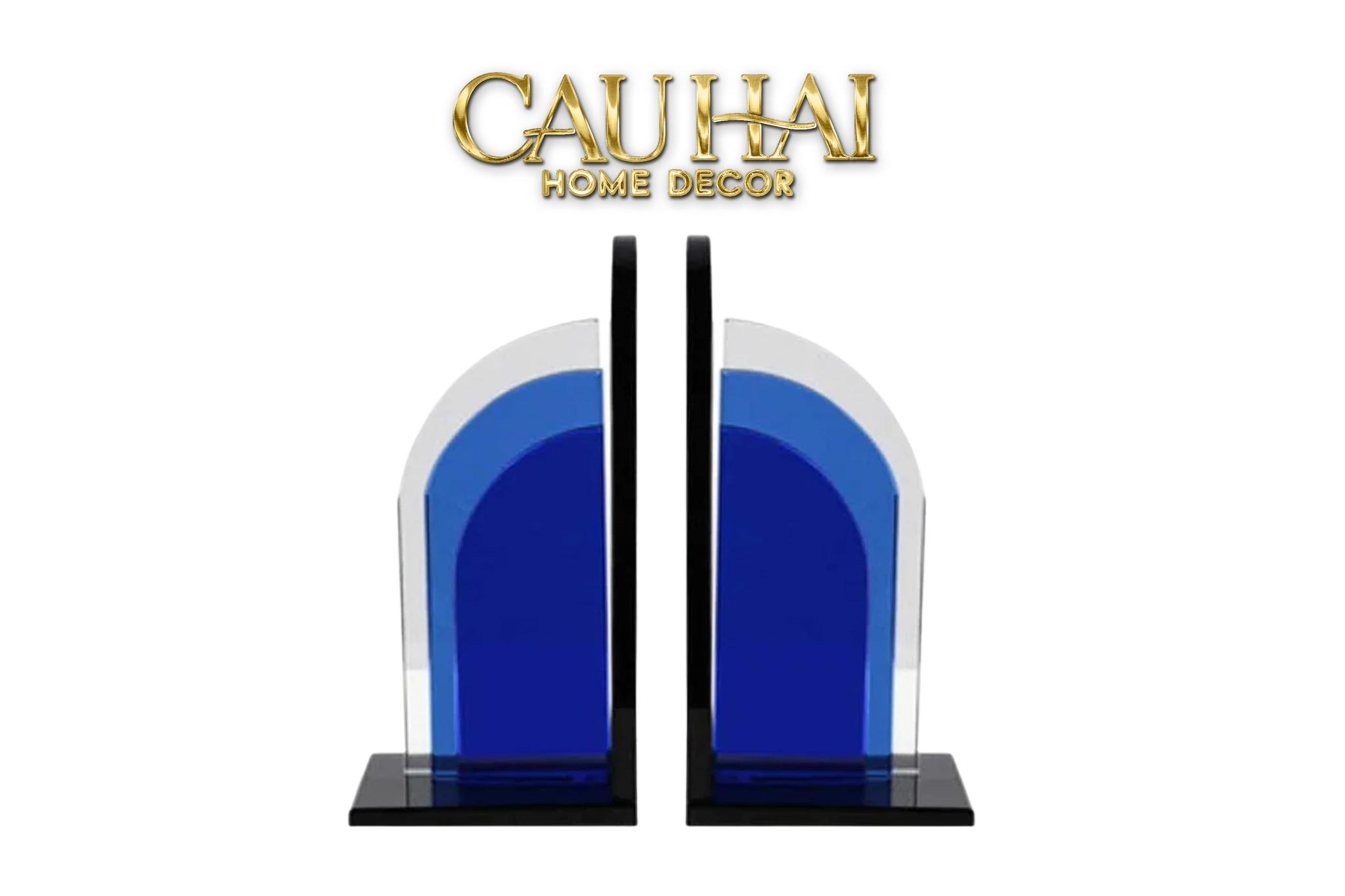 Chặn Sách Pha Lê Crystal Blue Moon Bookend-CẬU HAI HOME DECOR