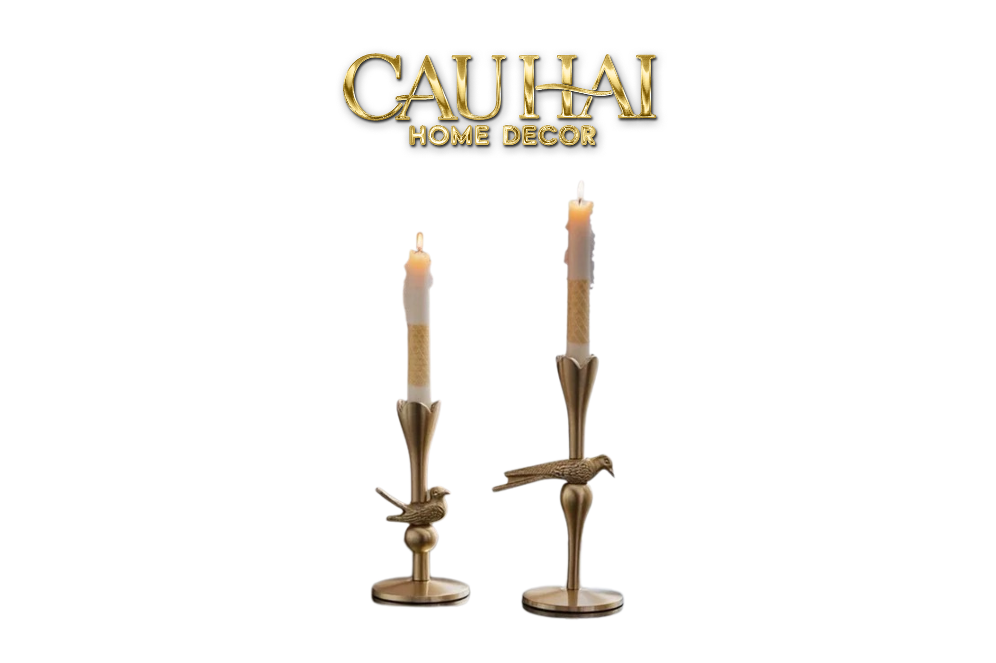 FÊTES COUTURE - SET 2 ĐẾ NẾN BRASSON BIRD HARMONIA CANDLE HOLDERS - CẬU HAI HOME DECOR