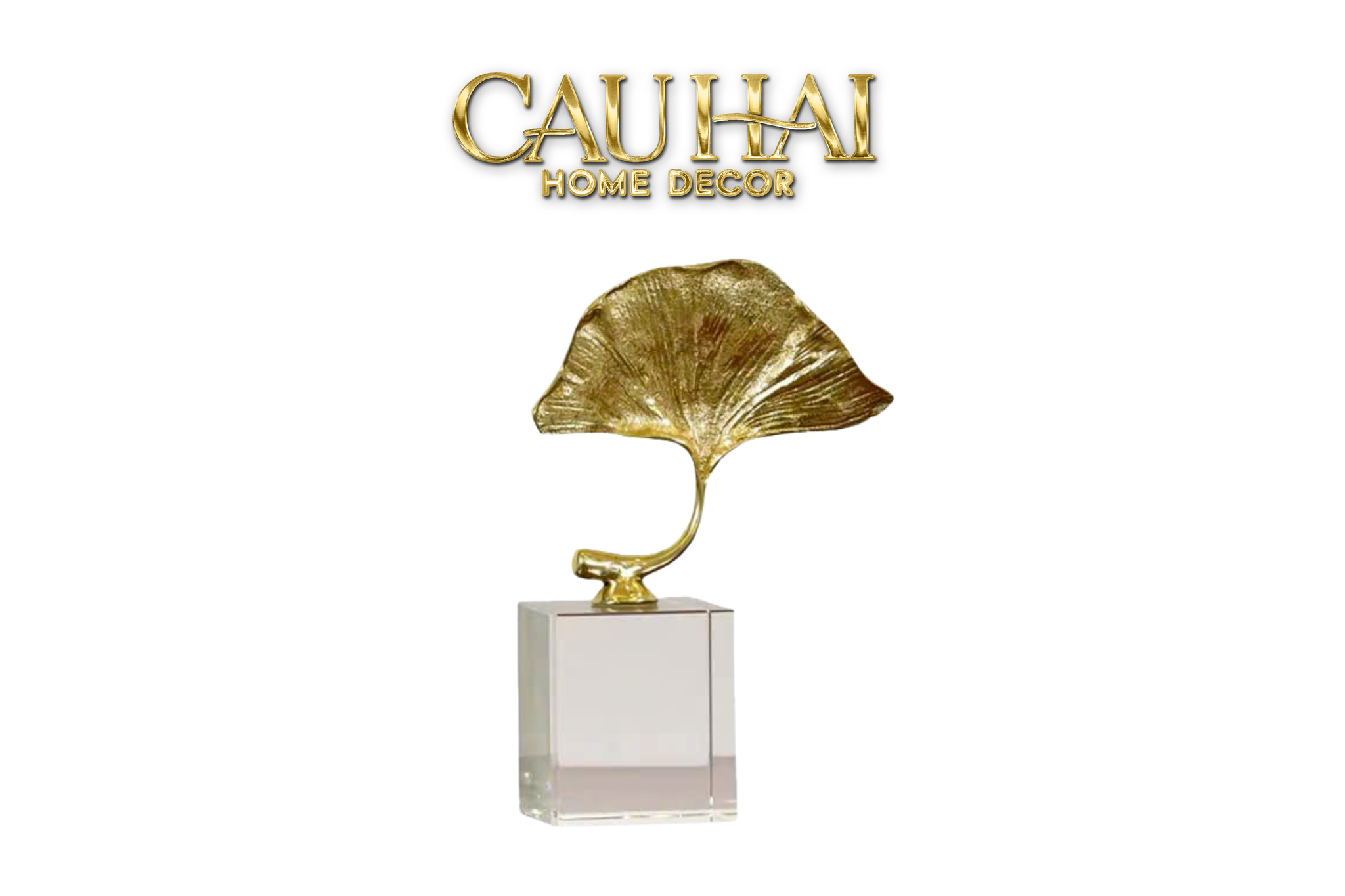 Home Couture - Tượng Lá Ngân Hạnh Crystal Brasson Ginkgo H25-CẬU HAI HOME DECOR