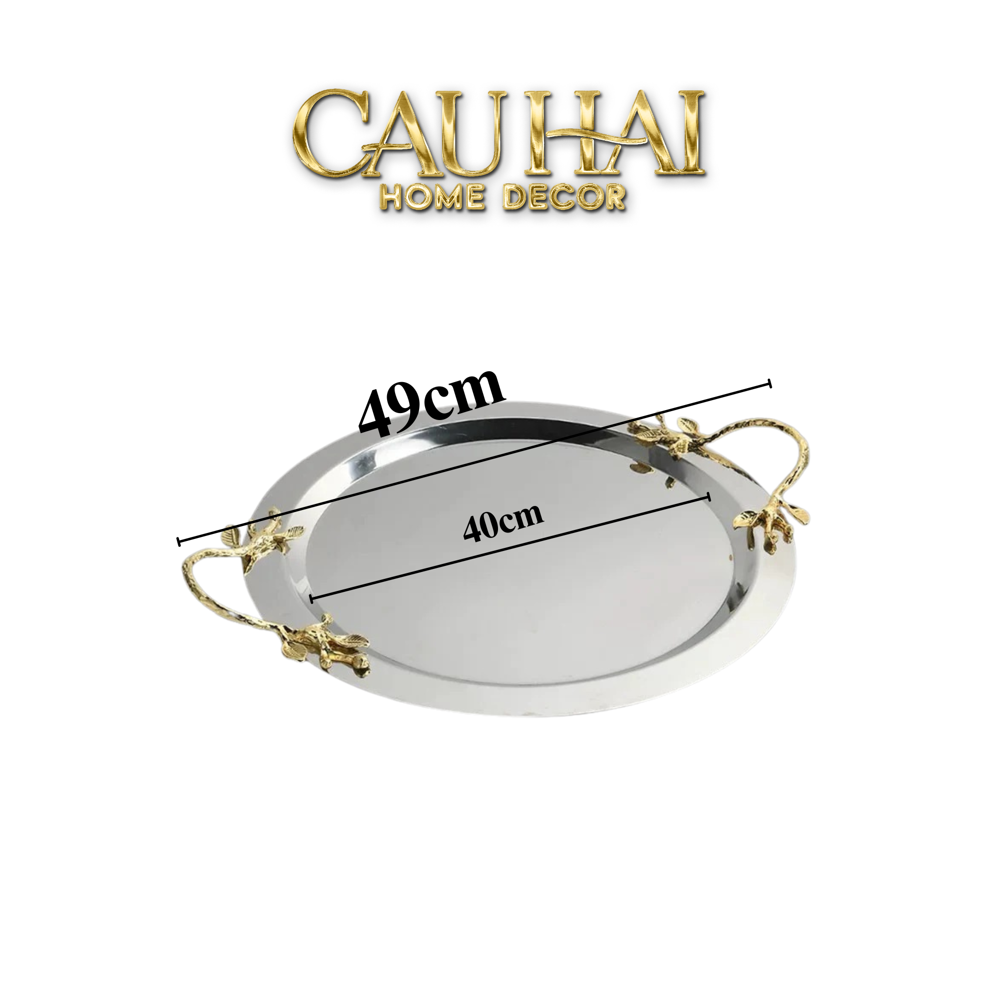 HOME COUTURE - KHAY MÉTALLIQUE MISTLETOE PLATINUM TRAY D49 - CẬU HAI HOME DECOR