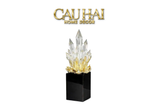HOME COUTURE - TƯỢNG THẠCH ANH CÉLESTE CRYSTAL FLAME - OBSIDIAN BASE H30 - CẬU HAI HOME DECOR
