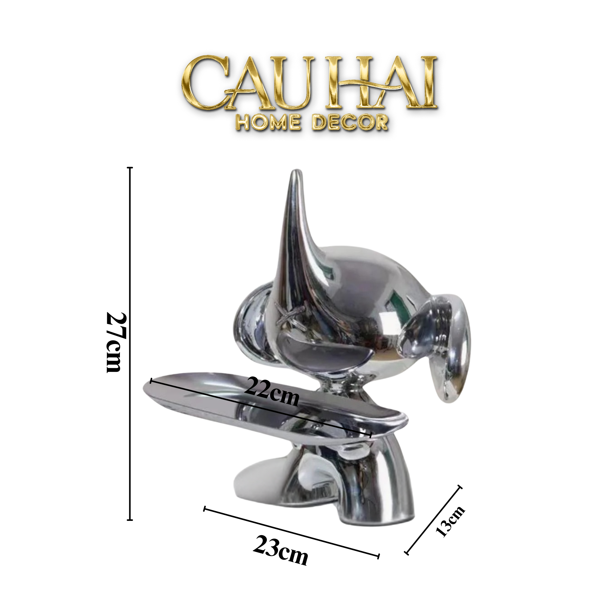 ELYSIAN FW25 - TƯỢNG VOI FIGURINE PLATINUM ASTRO ELEPHAS H27-CẬU HAI HOME DECOR
