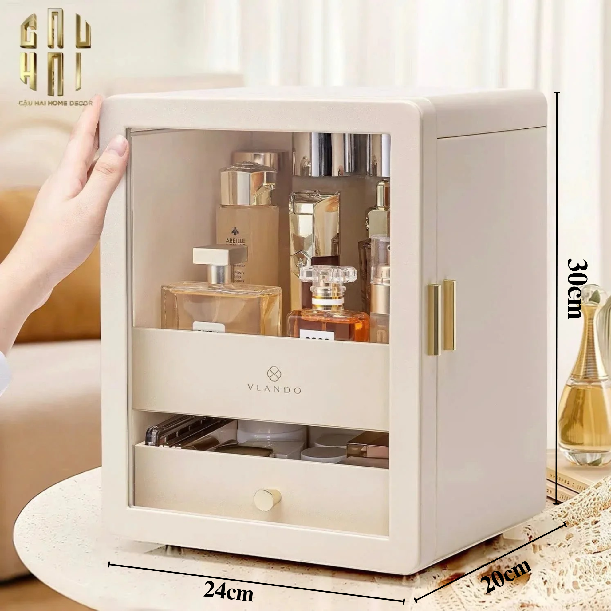 HAUTE FOLIE - HỘP MỸ PHẨM DA BEAUTY CLOSET - CẬU HAI HOME DECOR