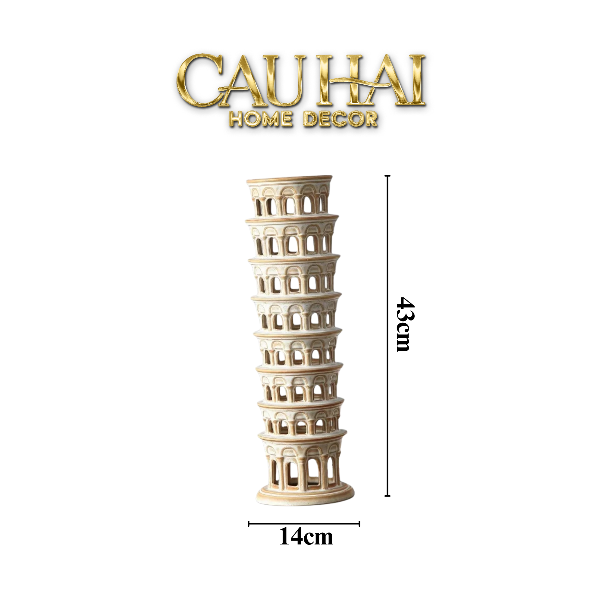 TƯỢNG CERAMIC PISA TOWER H43-CẬU HAI HOME DECOR