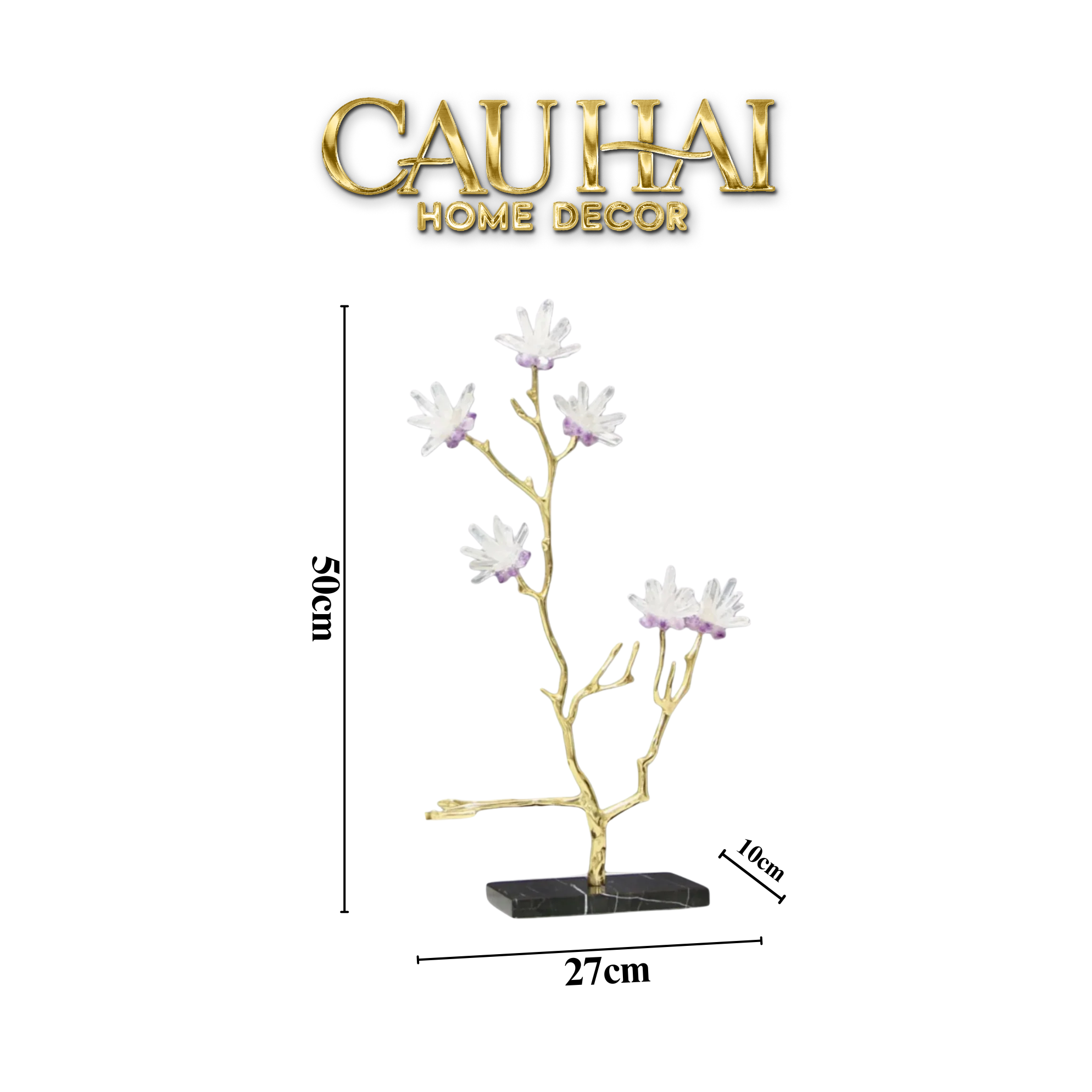 HOME COUTURE - TƯỢNG ĐỒNG GEMSTONE - LES FLEURS BLANCHES H50-CẬU HAI HOME DECOR