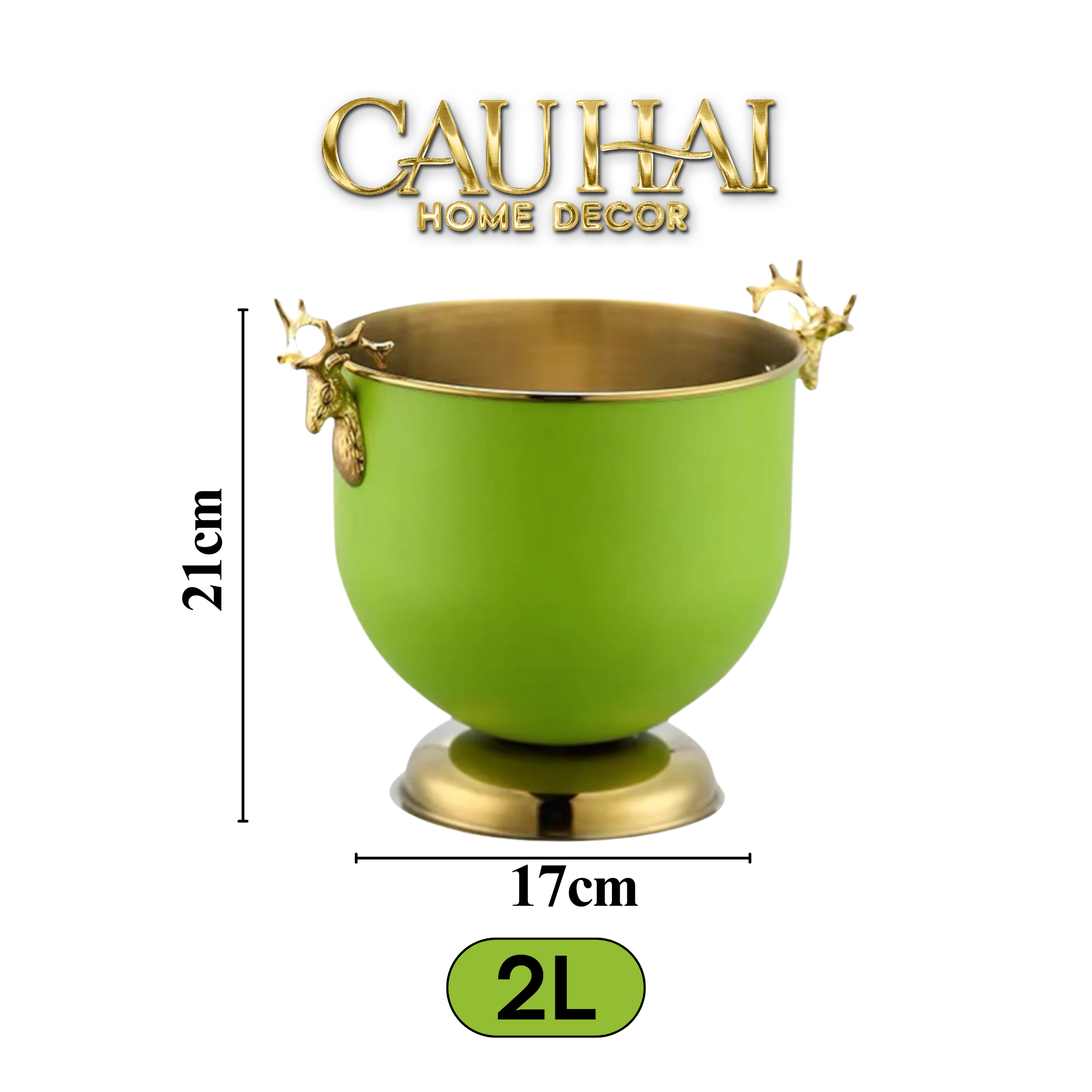 HOME COUTURE - XÔ ĐÁ AVOCADO GOLDEN ELK ICE BUCKET 2L - CẬU HAI HOME DECOR