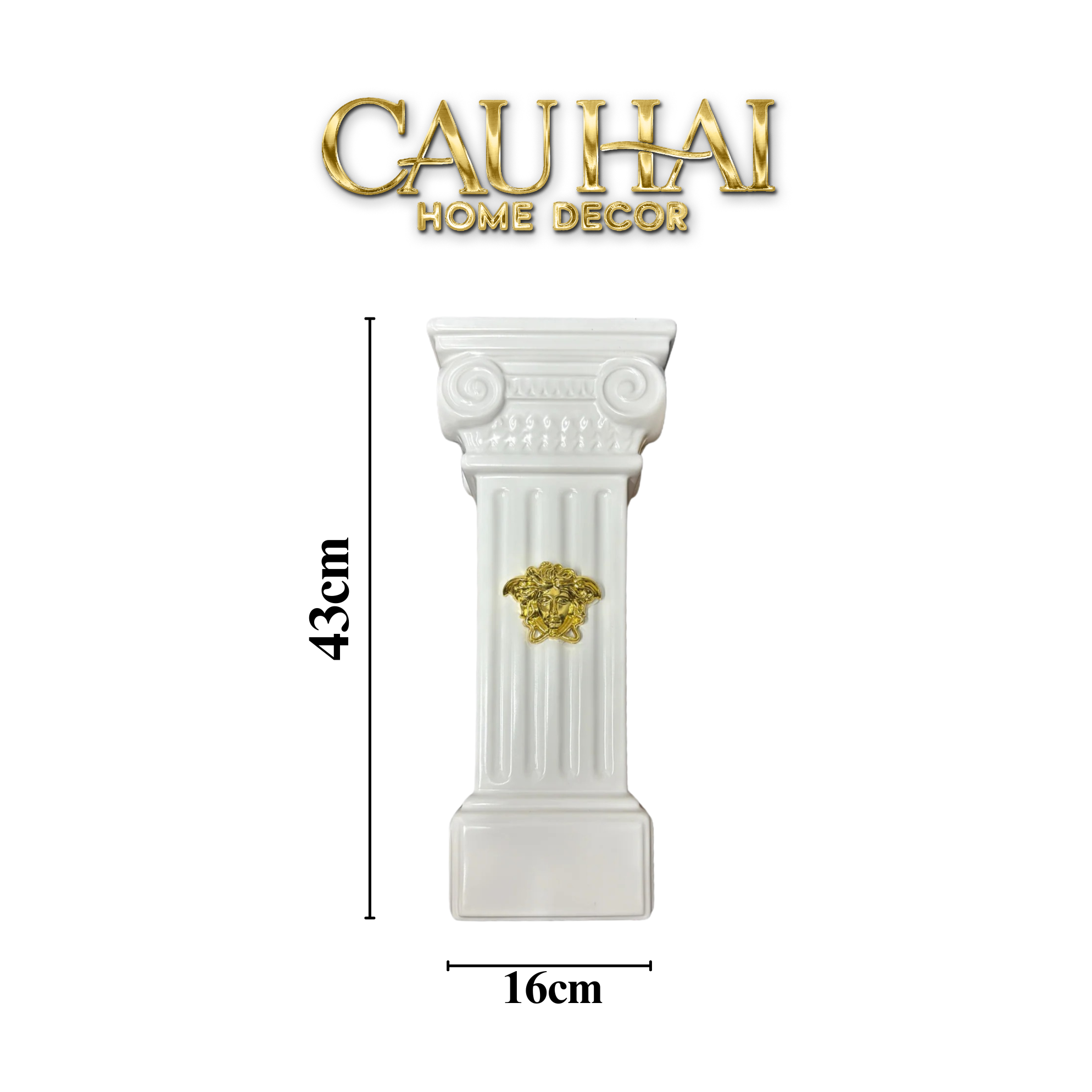 HOME COUTURE - TƯỢNG BÌNH HOA MYTHOLOGY IONIC MEDUSA GREEK COLUMN H43 - CẬU HAI HOME DECOR