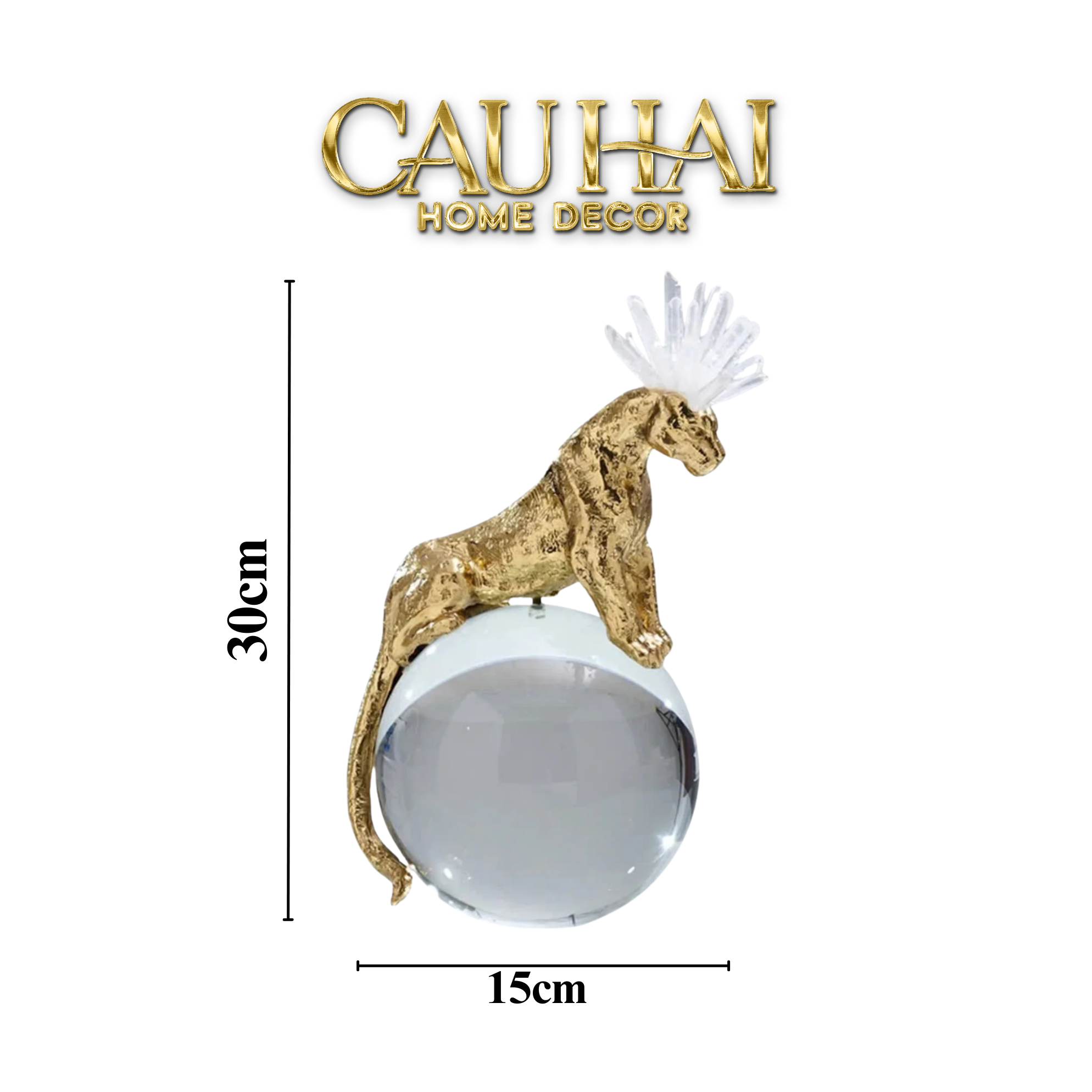 HOME COUTURE - TƯỢNG BÁO ĐỒNG ĐÁ QUÝ REGAL CRYSTAL QUARTZ PANTHER-CẬU HAI HOME DECOR