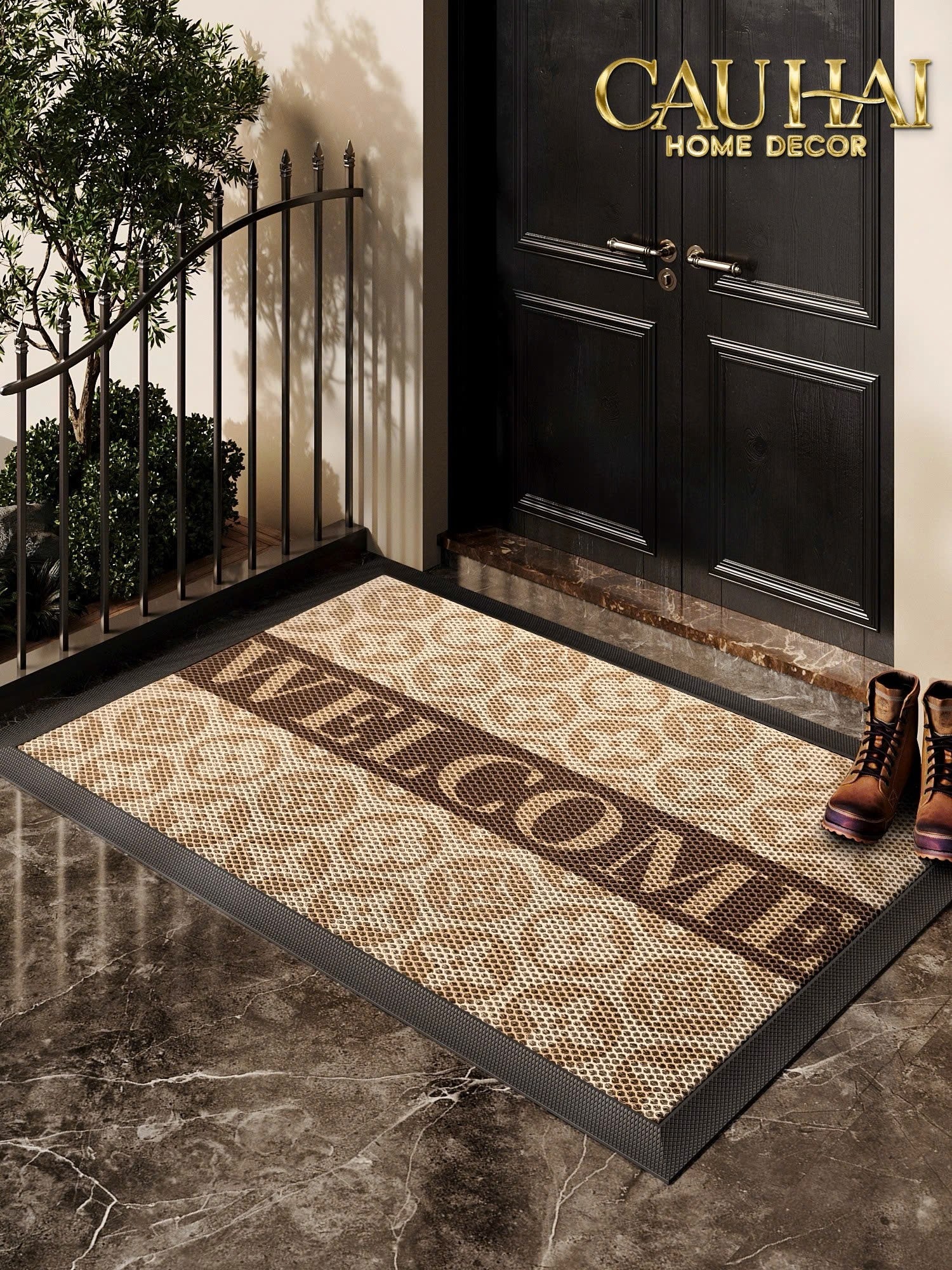 THẢM NGĂN BỤI BIENVENUE RECTANGULAR LOUIS.V 60x90 - CẬU HAI HOME DECOR