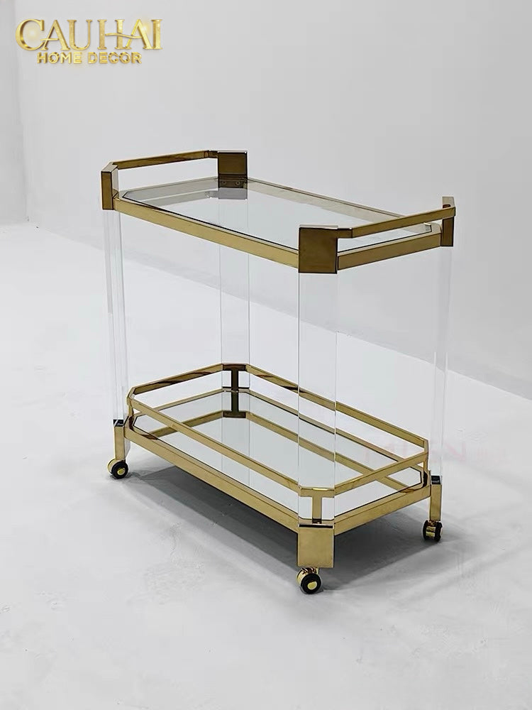 Maison Couture - Xe Đẩy Quầy Bar / Bar Cart Christian Trolley Acrylic Modernist D'Or
