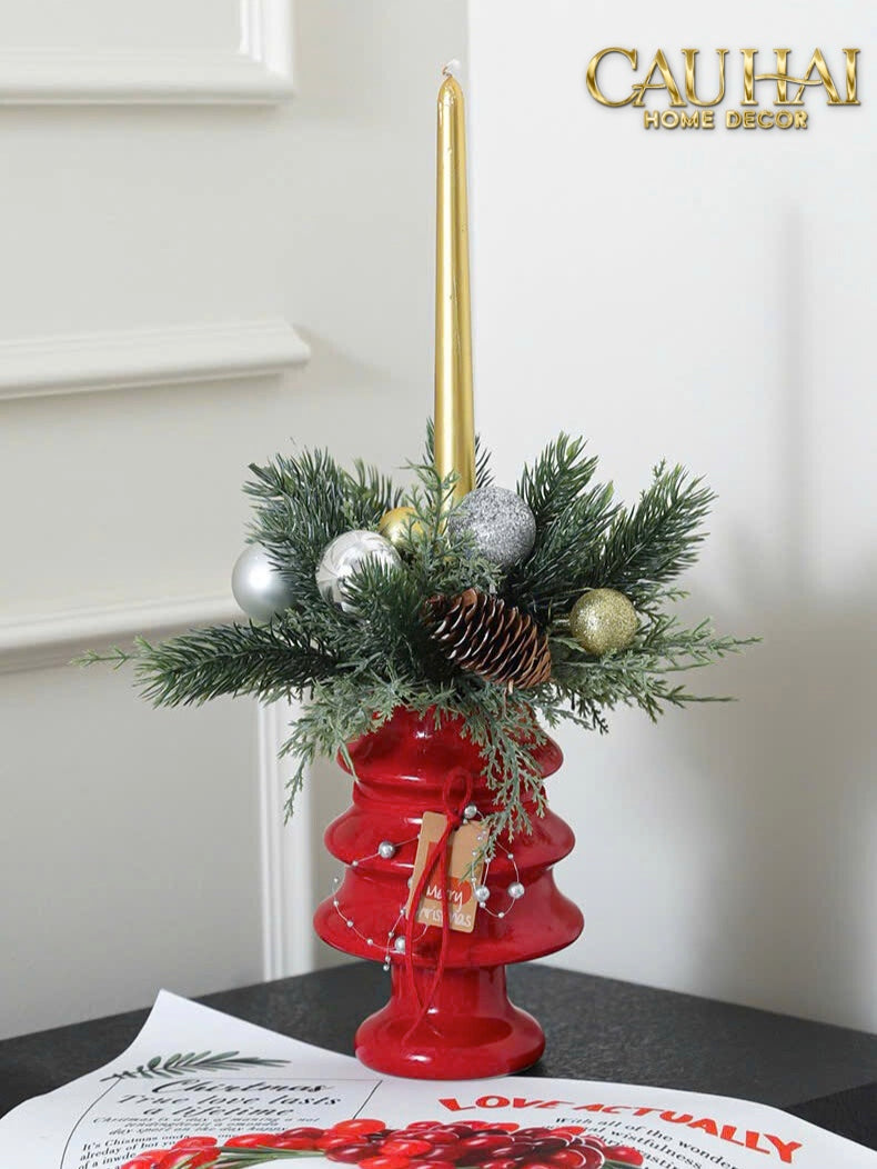 FÊTES COUTURE - BÌNH HOA CHRISTMAS MISTLETOE PINE TREE VASE UP - CẬU HAI HOME DECOR