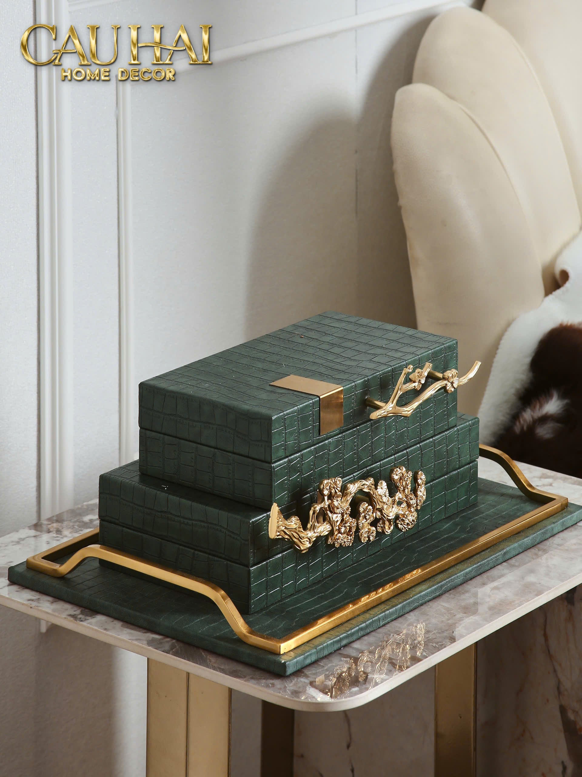 HOME COUTURE - SET 2 HỘP TRANG SỨC EMERALD DYNASTY JARDIN - CẬU HAI HOME DECOR