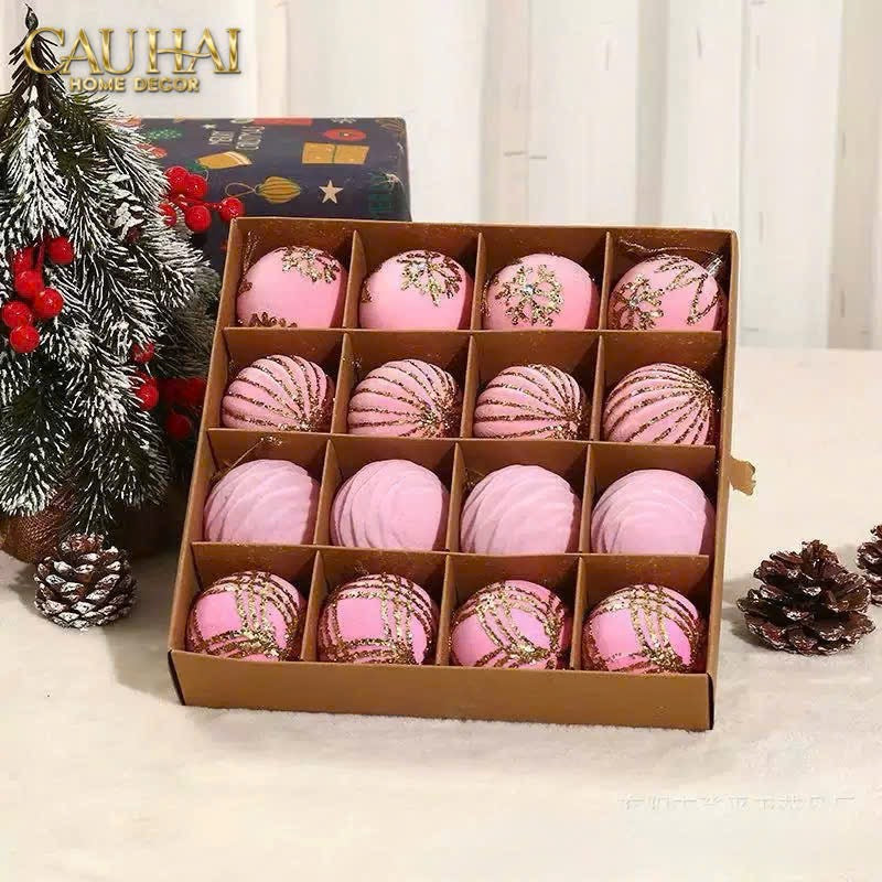 FÊTES COUTURE - SET CHÂU NHUNG ROUGE VELOUR CHRISTMAS ORNAMENTS 16PCS - CẬU HAI HOME DECOR