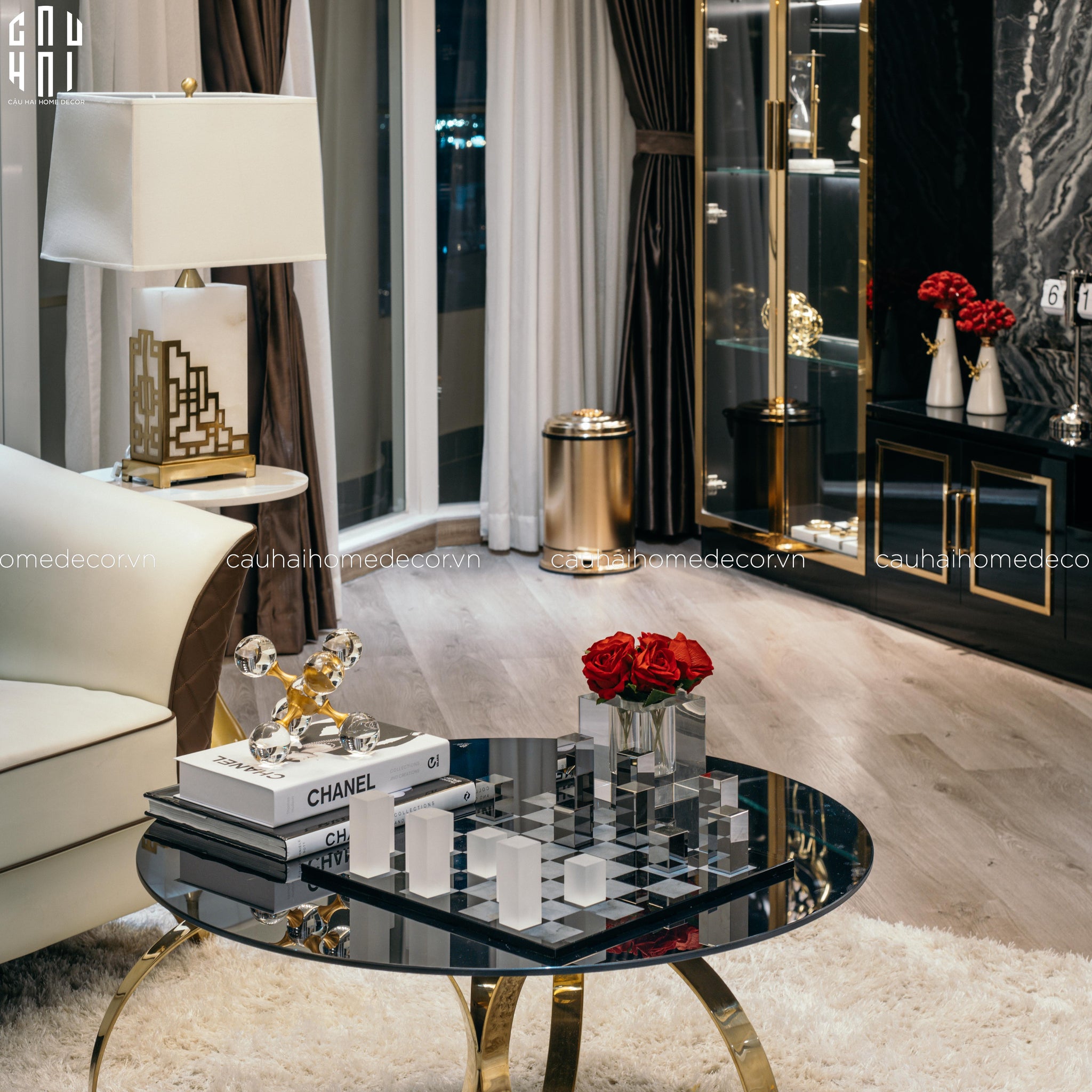 HOME COUTURE - SET BÀN CỜ PHA LÊ MAJESTIC LUXURY CRYSTAL CHESS BOARD-CẬU HAI HOME DECOR