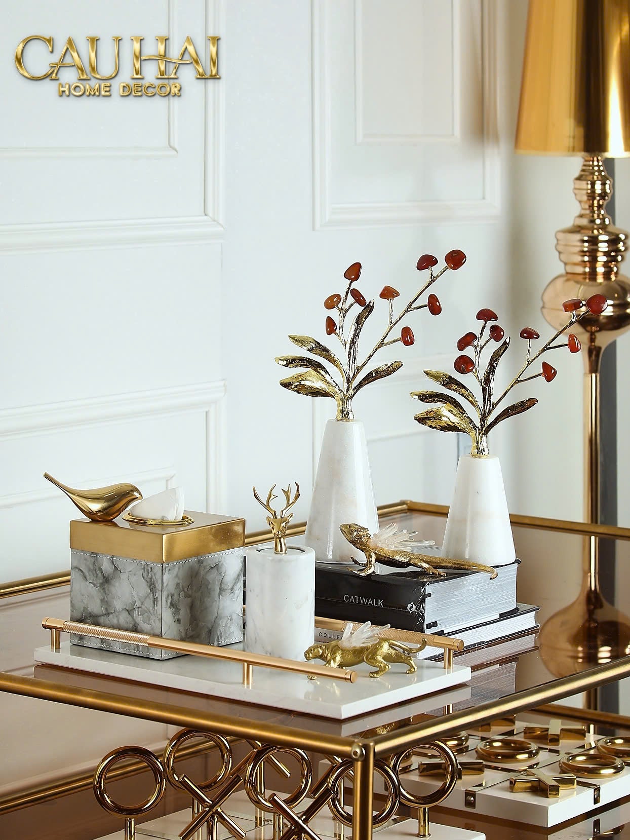 HOME COUTURE - TƯỢNG ĐỒNG TẮC KÈ CELESTIAL CRYSTAL BRASS-CẬU HAI HOME DECOR