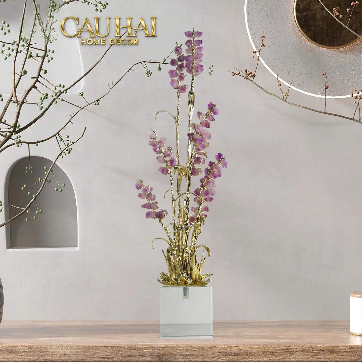 HOME COUTURE - TƯỢNG LÚA MÌ BRASSON ÉPI DORÉ AMÉTHYSTE PREMIÈRE GALERIE - CẬU HAI HOME DECOR