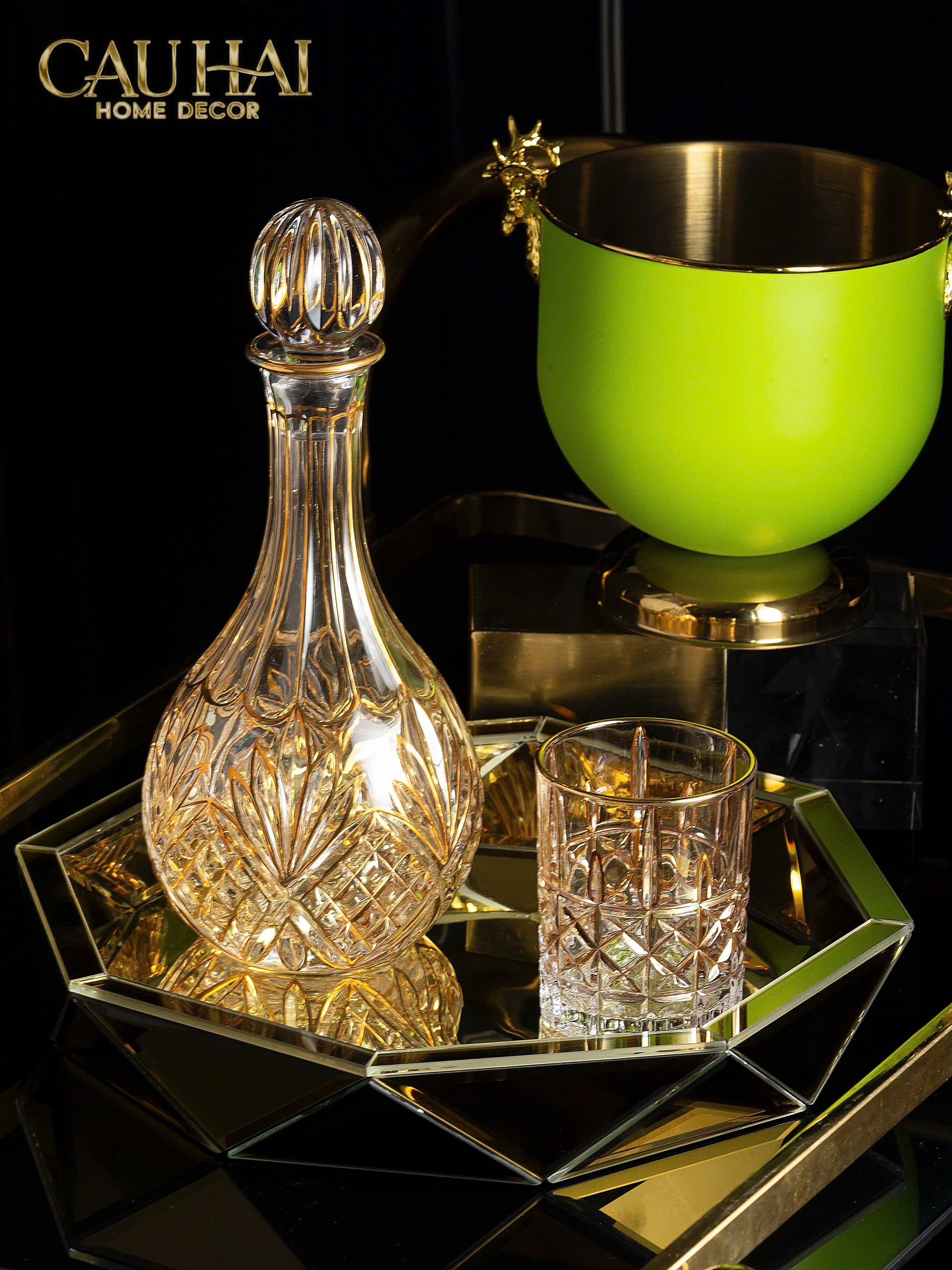 HOME COUTURE - XÔ ĐÁ AVOCADO GOLDEN ELK ICE BUCKET 2L - CẬU HAI HOME DECOR