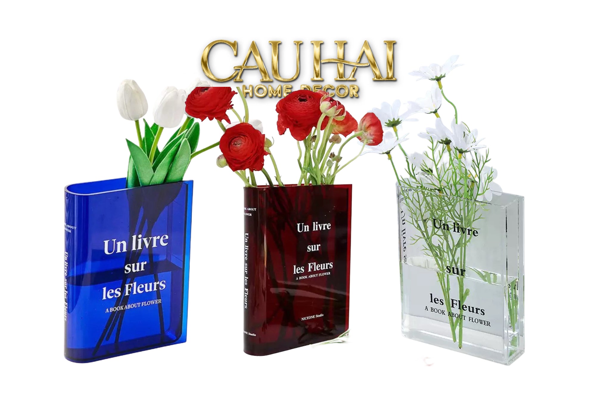 BÌNH HOA ACRYLIC BOOK ABOUT FLOWER - CẬU HAI HOME DECOR
