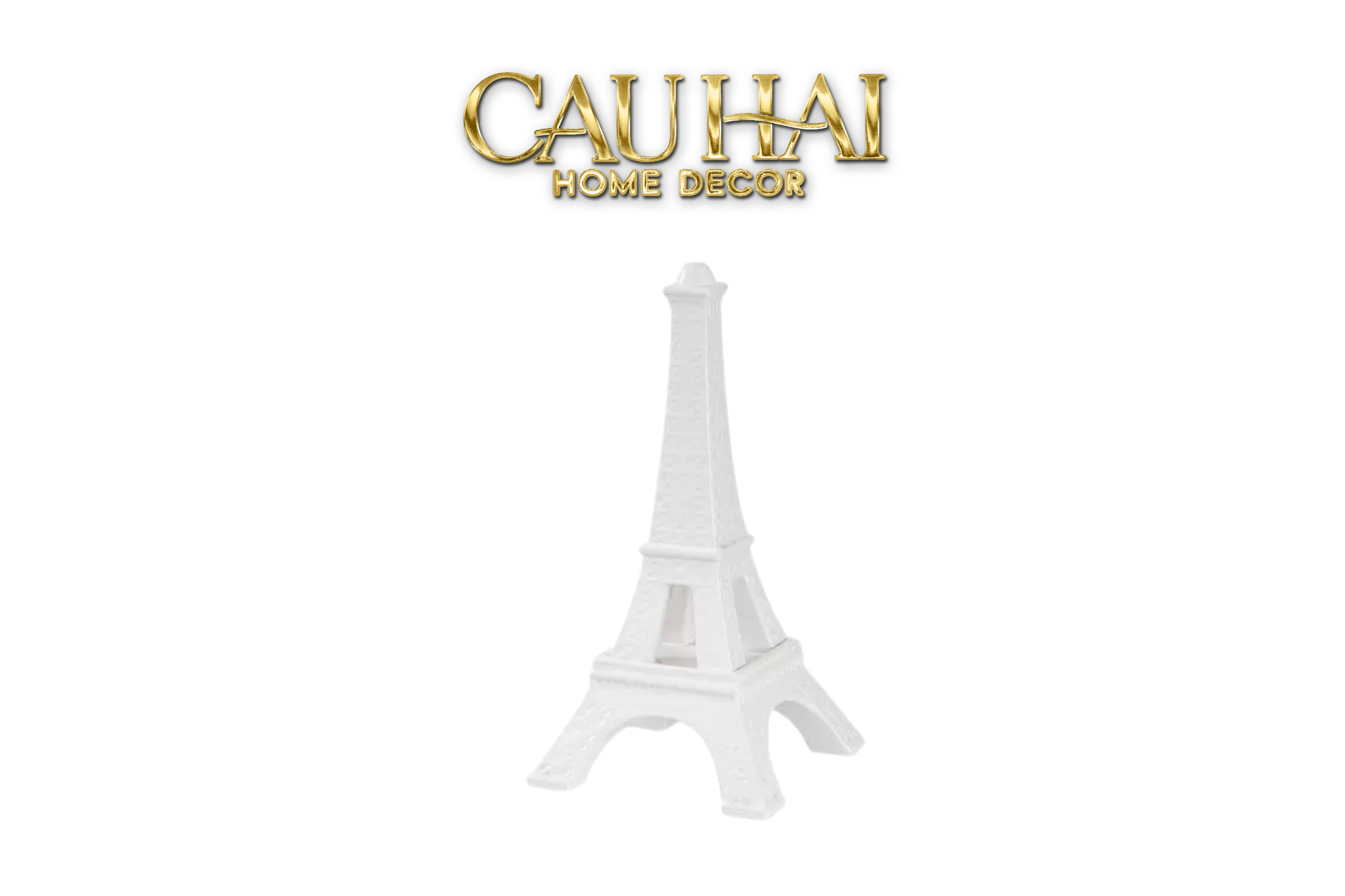 TƯỢNG THÁP EIFFEL OPAL WHITE TOWER H32 - CẬU HAI HOME DECOR
