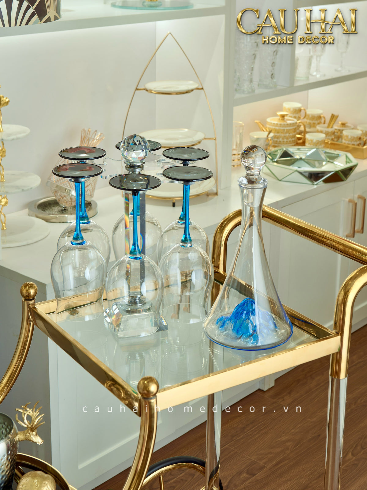 Maison Couture - Set 6 Ly Vang Oceanami & Cristalleries Rack 600Ml-LY THỦY TINH-Đối tác tại Trung Quốc theo từng đơn đặt hàng-CẬU HAI HOME DECOR