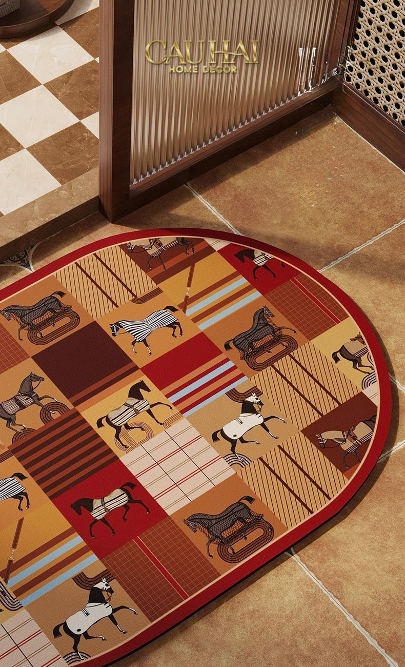 Thảm Cửa Microfiber 50x75 Vermillion Squares Patchwork Équestre