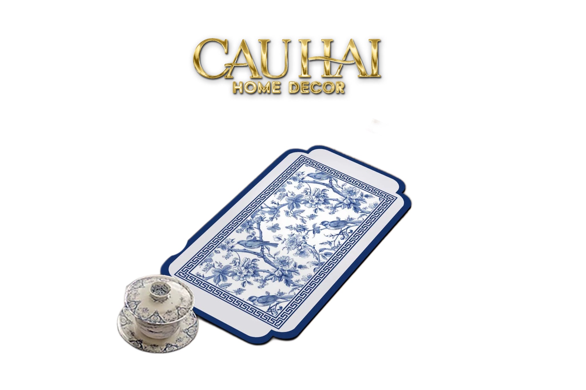 TẤM LÓT 50X60 - PORCELAIN REVIVAL ART INDOCHINE ORIENTAL BLOOM TABLE MAT - CẬU HAI HOME DECOR