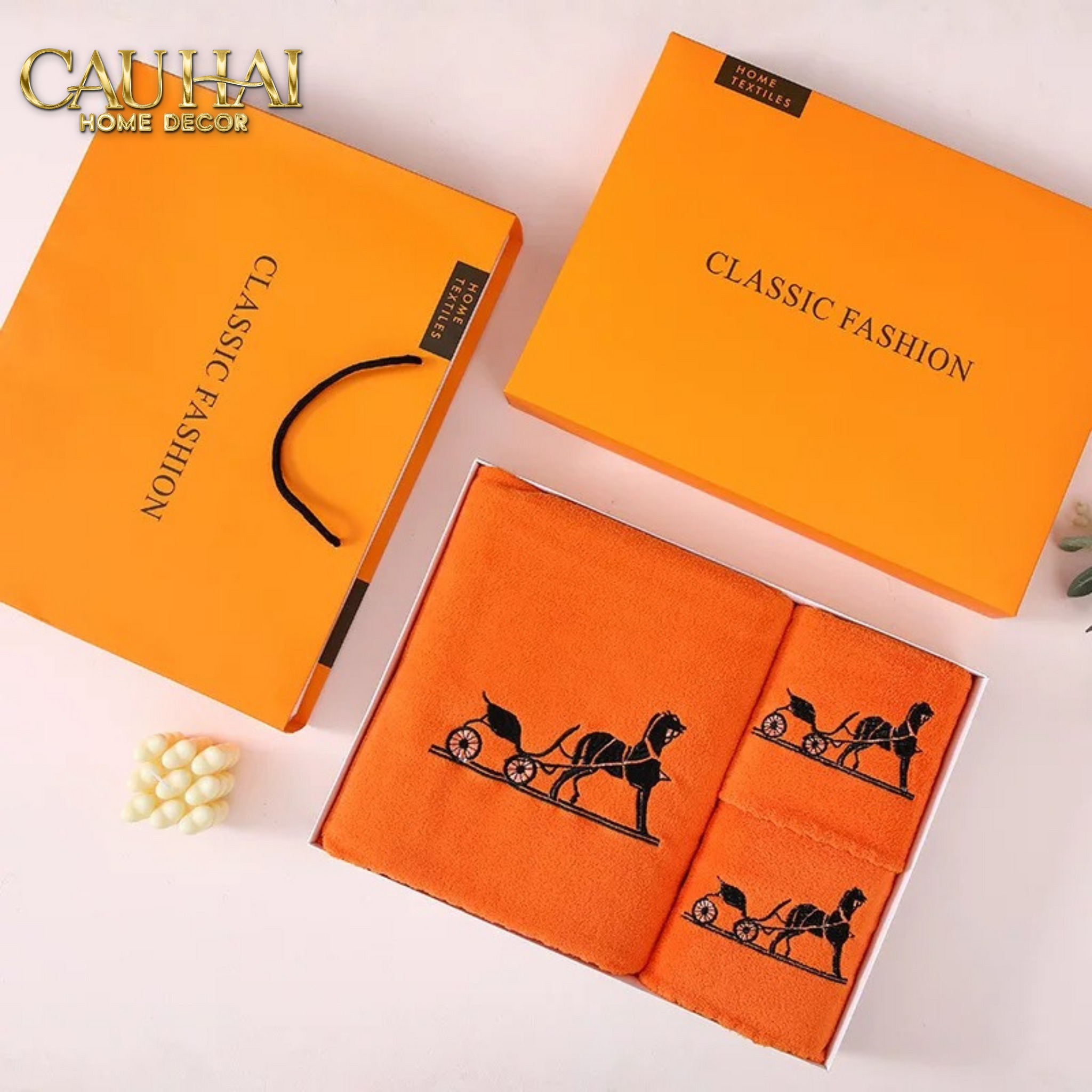 SET 2 KHĂN MẶT 40X90 - CHARIOTS CARRIAGE - FACE TOWEL FULL BOX - CẬU HAI HOME DECOR