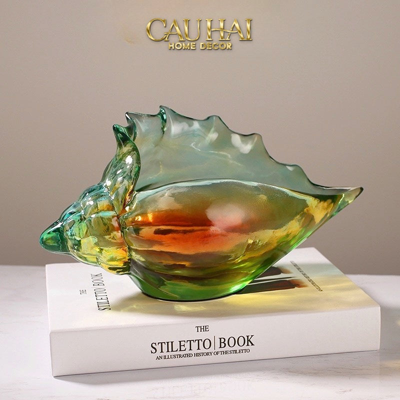 KHAY VỎ ỐC ARC-EN-CIEL POSEIDON SHELL PETIT HANDCRAFTED GLASS TRAY - CẬU HAI HOME DECOR
