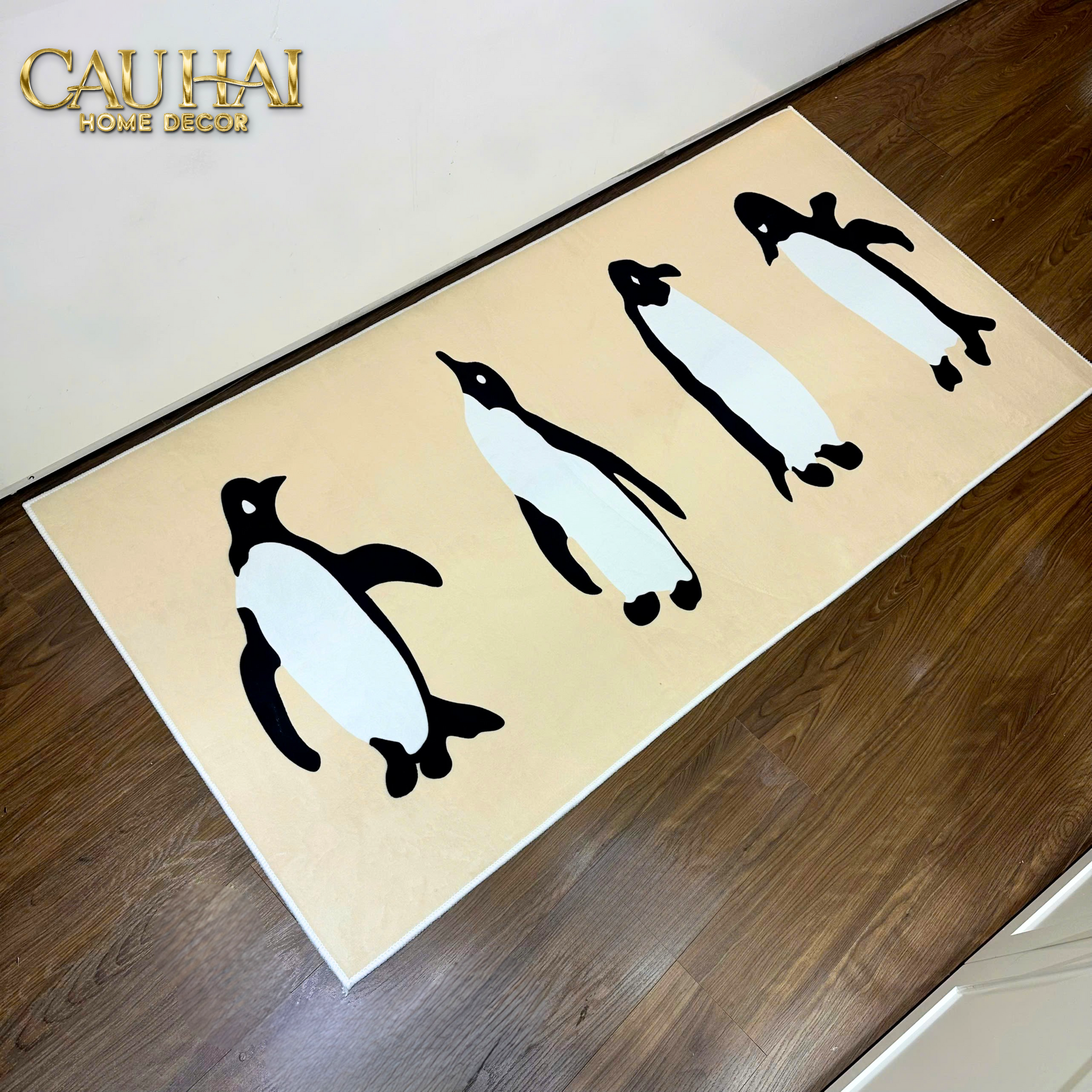THẢM BED DỆT KIM 80X160 - PENGUIN PARADE - CẬU HAI HOME DECOR